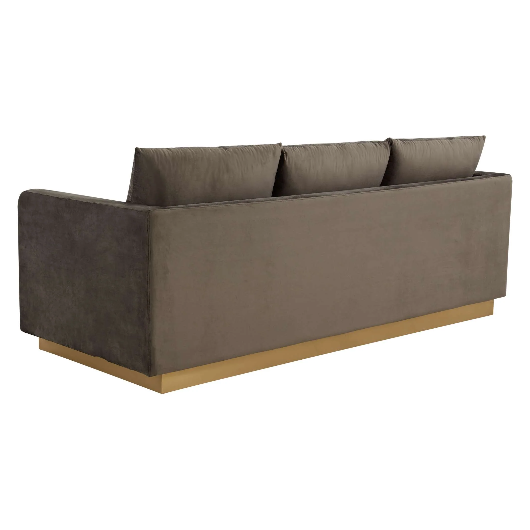 LeisureMod Nervo Modern Mid-Century Upholstered Velvet Sofa with Gold Frame - Image 19