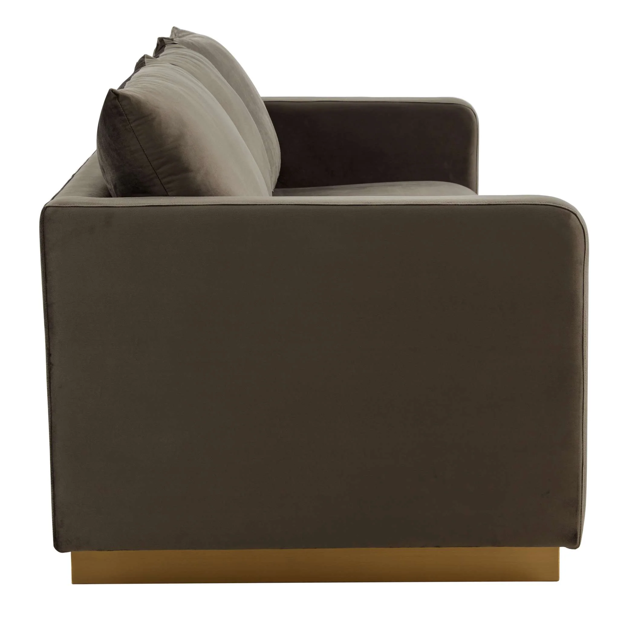 LeisureMod Nervo Modern Mid-Century Upholstered Velvet Sofa with Gold Frame - Image 20
