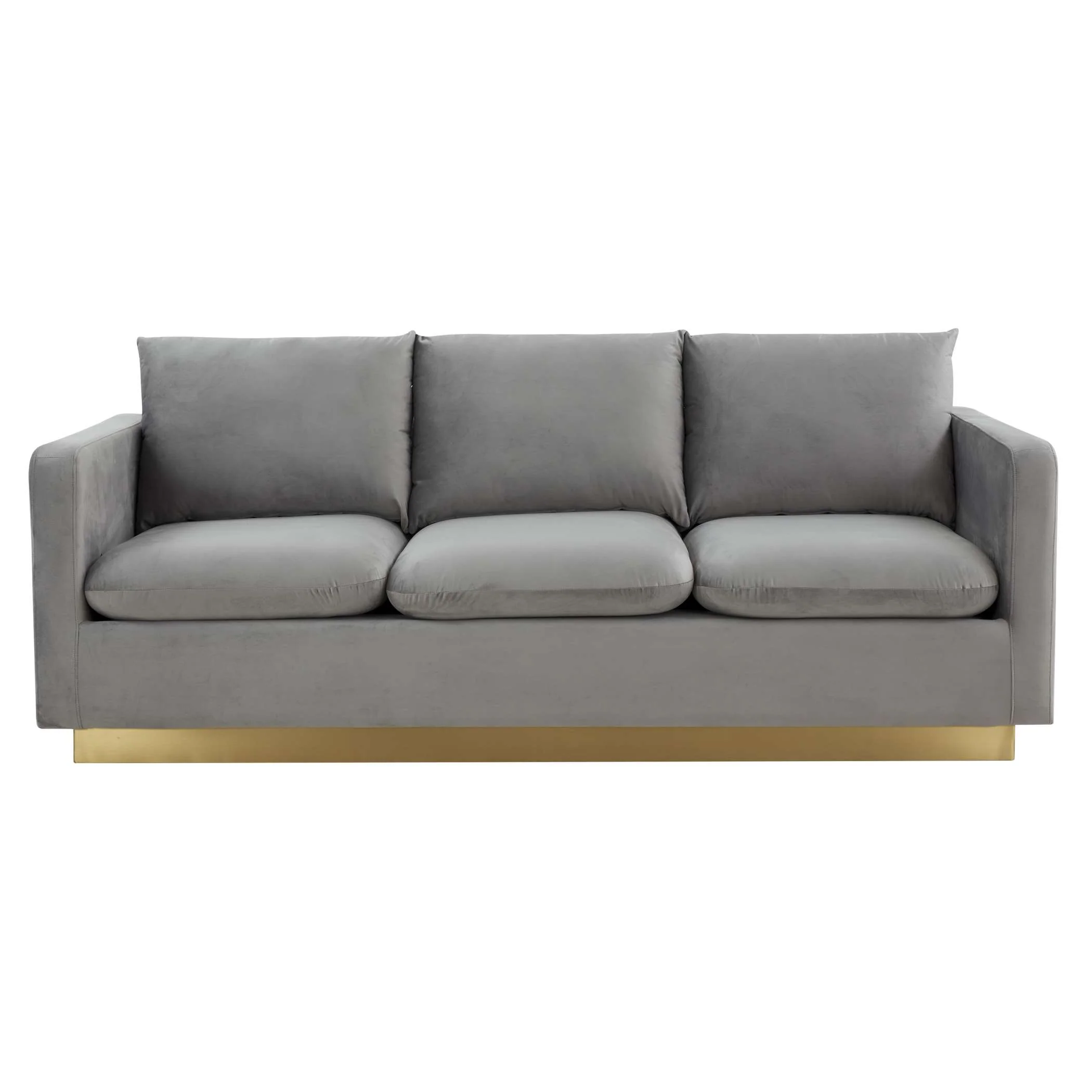 LeisureMod Nervo Modern Mid-Century Upholstered Velvet Sofa with Gold Frame - Image 24