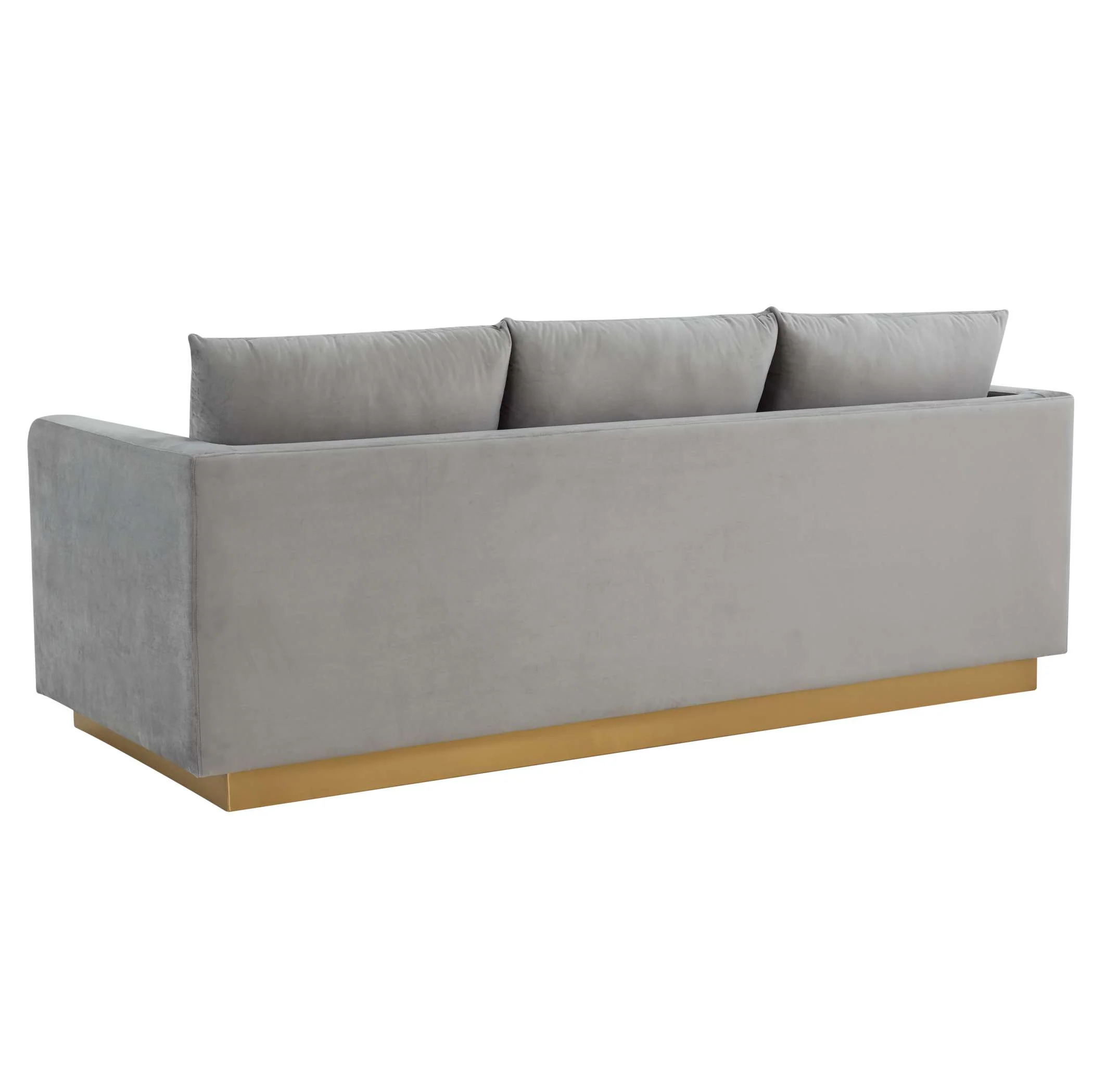 LeisureMod Nervo Modern Mid-Century Upholstered Velvet Sofa with Gold Frame - Image 26