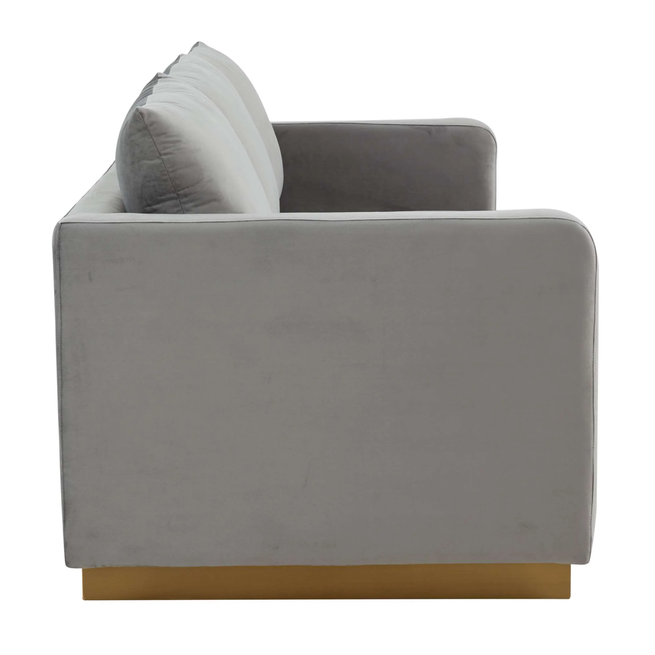 LeisureMod Nervo Modern Mid-Century Upholstered Velvet Sofa with Gold Frame - Image 27