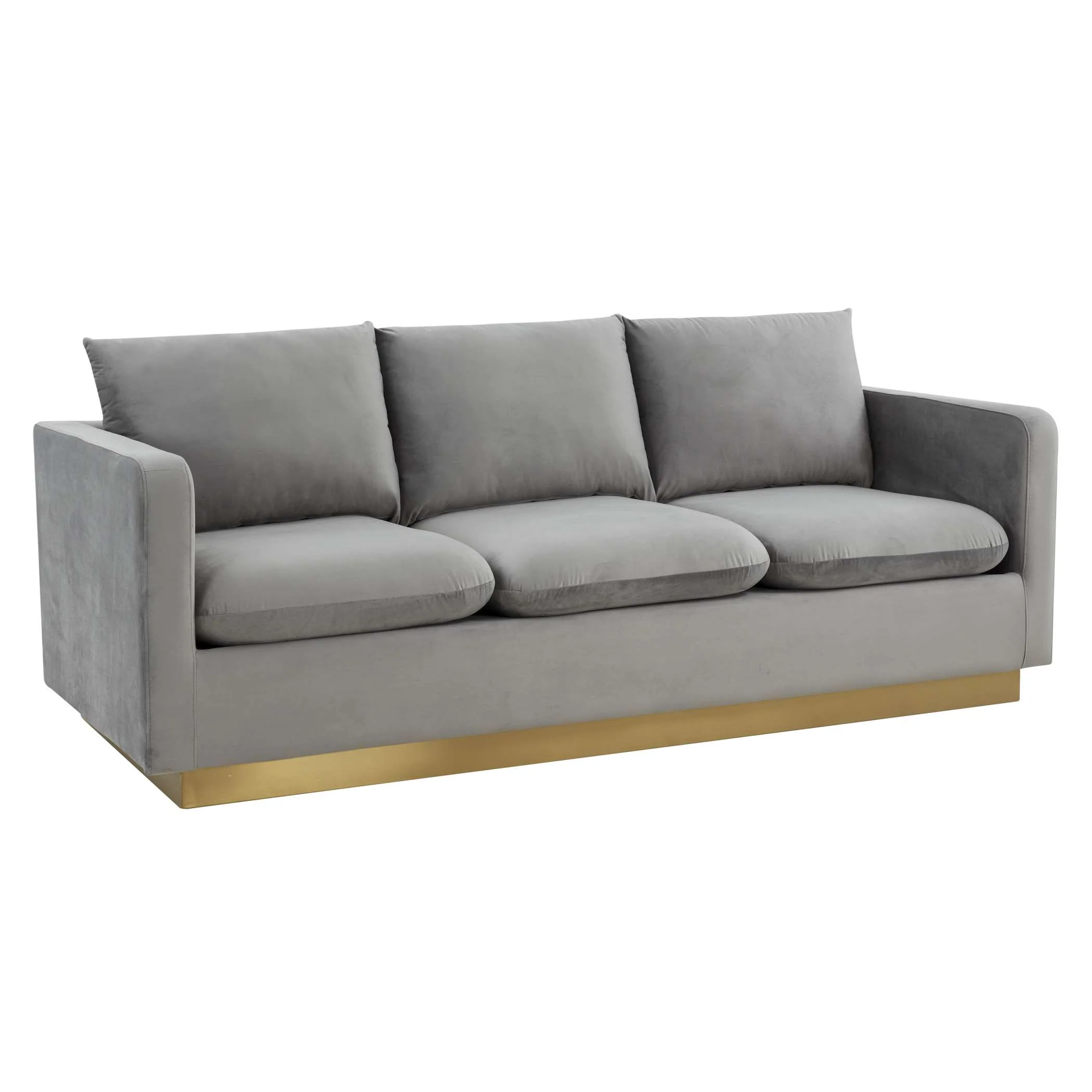 LeisureMod Nervo Modern Mid-Century Upholstered Velvet Sofa with Gold Frame - Image 28