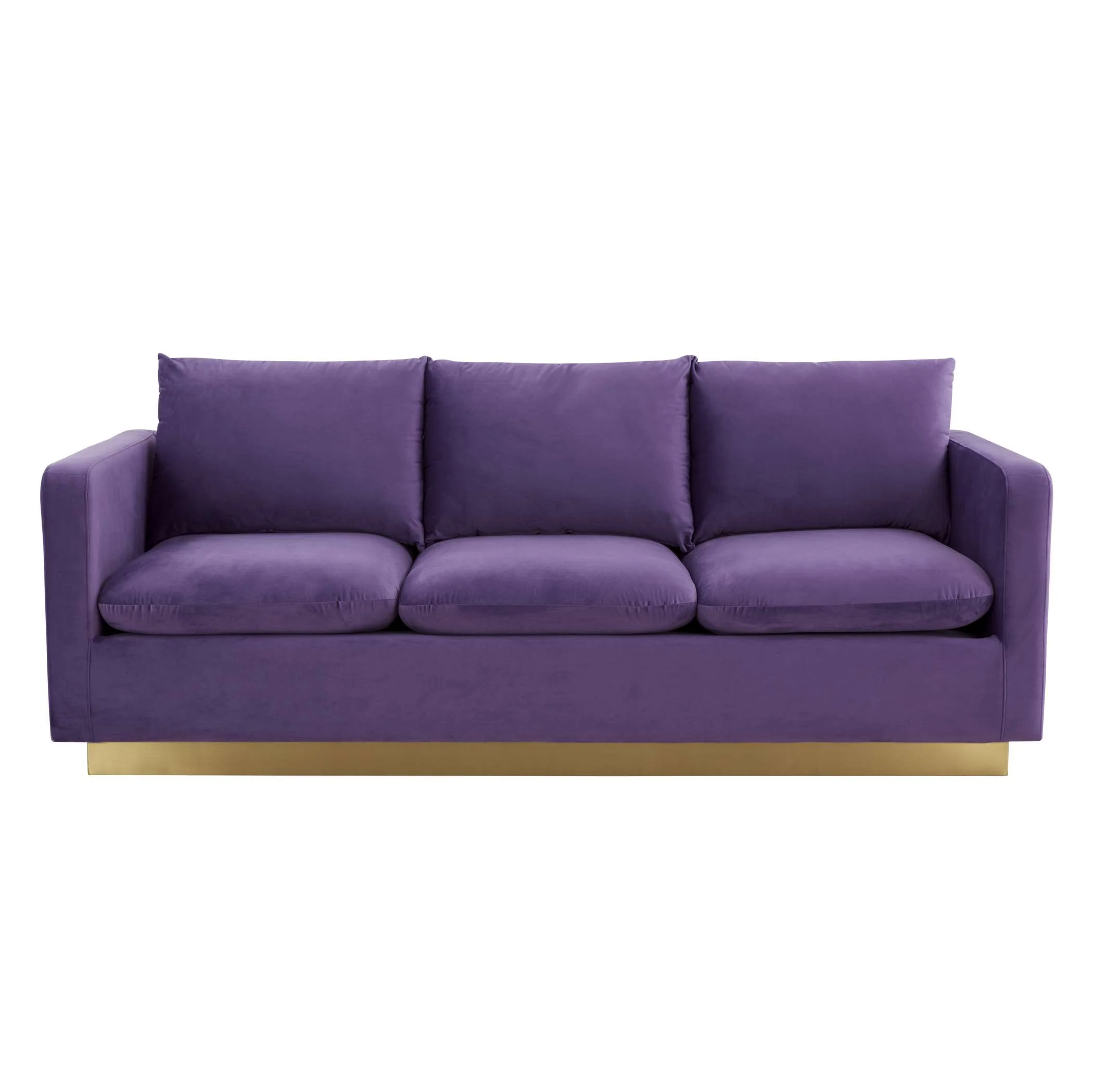 LeisureMod Nervo Modern Mid-Century Upholstered Velvet Sofa with Gold Frame - Image 37