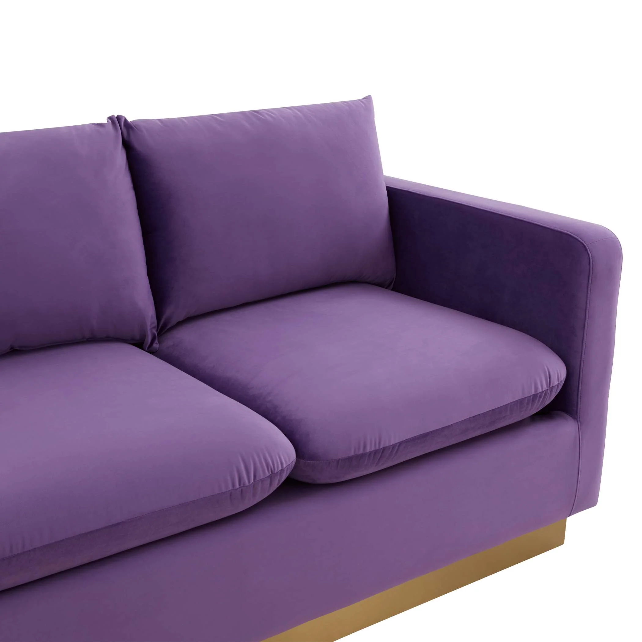 LeisureMod Nervo Modern Mid-Century Upholstered Velvet Sofa with Gold Frame - Image 38