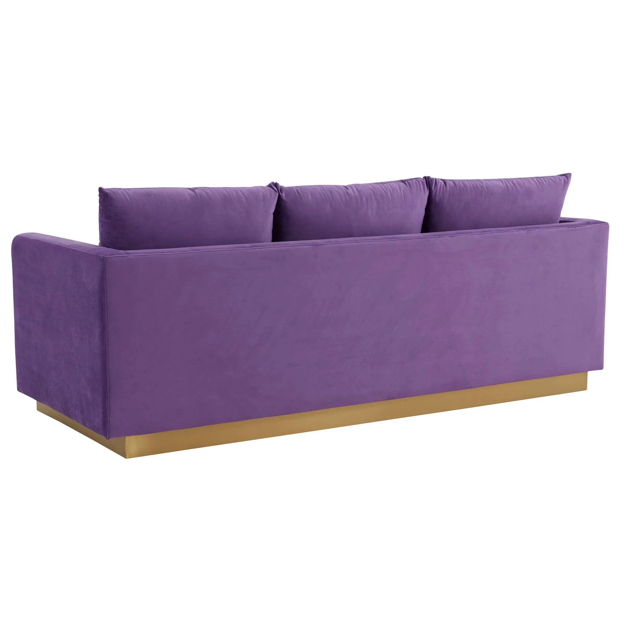 LeisureMod Nervo Modern Mid-Century Upholstered Velvet Sofa with Gold Frame - Image 39