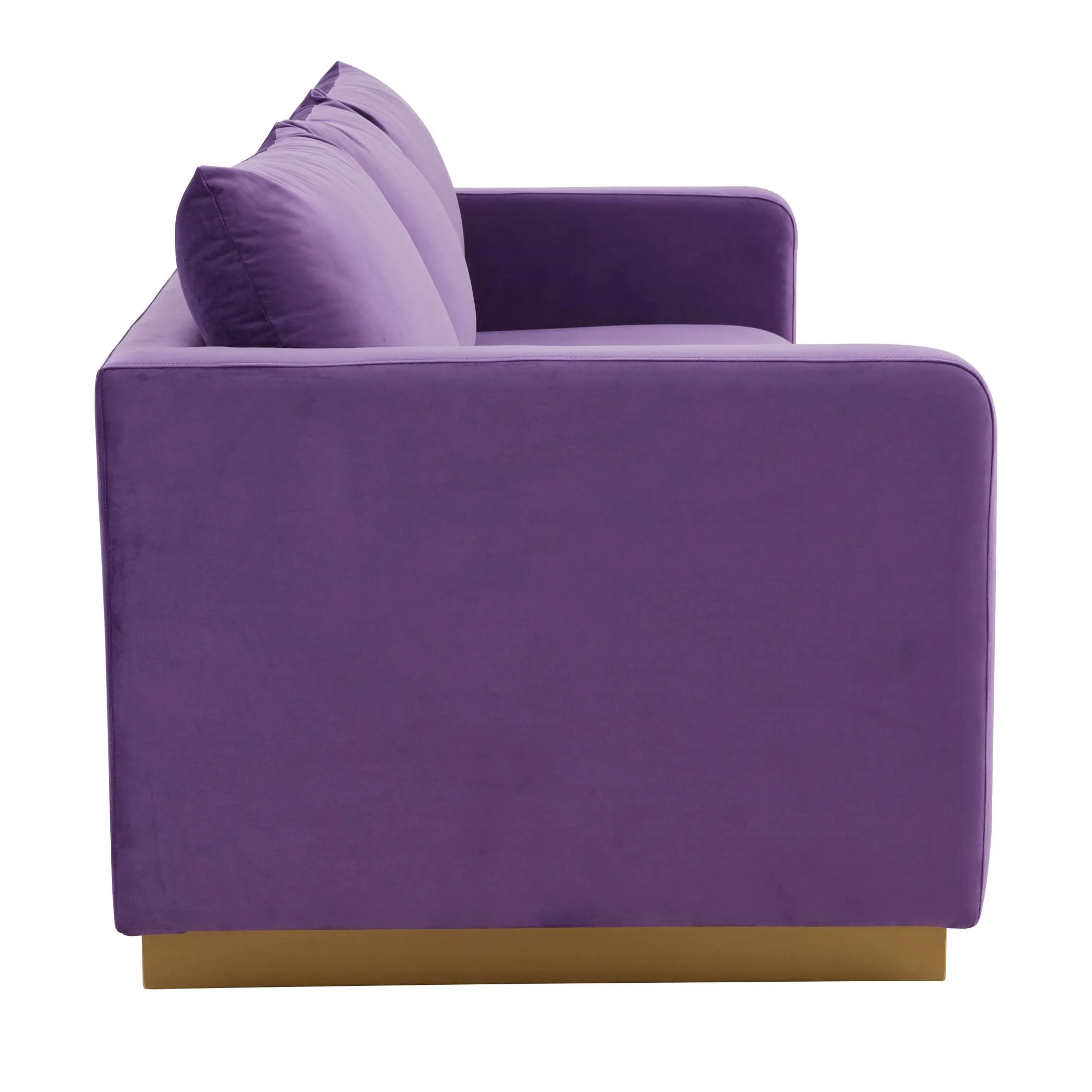 LeisureMod Nervo Modern Mid-Century Upholstered Velvet Sofa with Gold Frame - Image 40