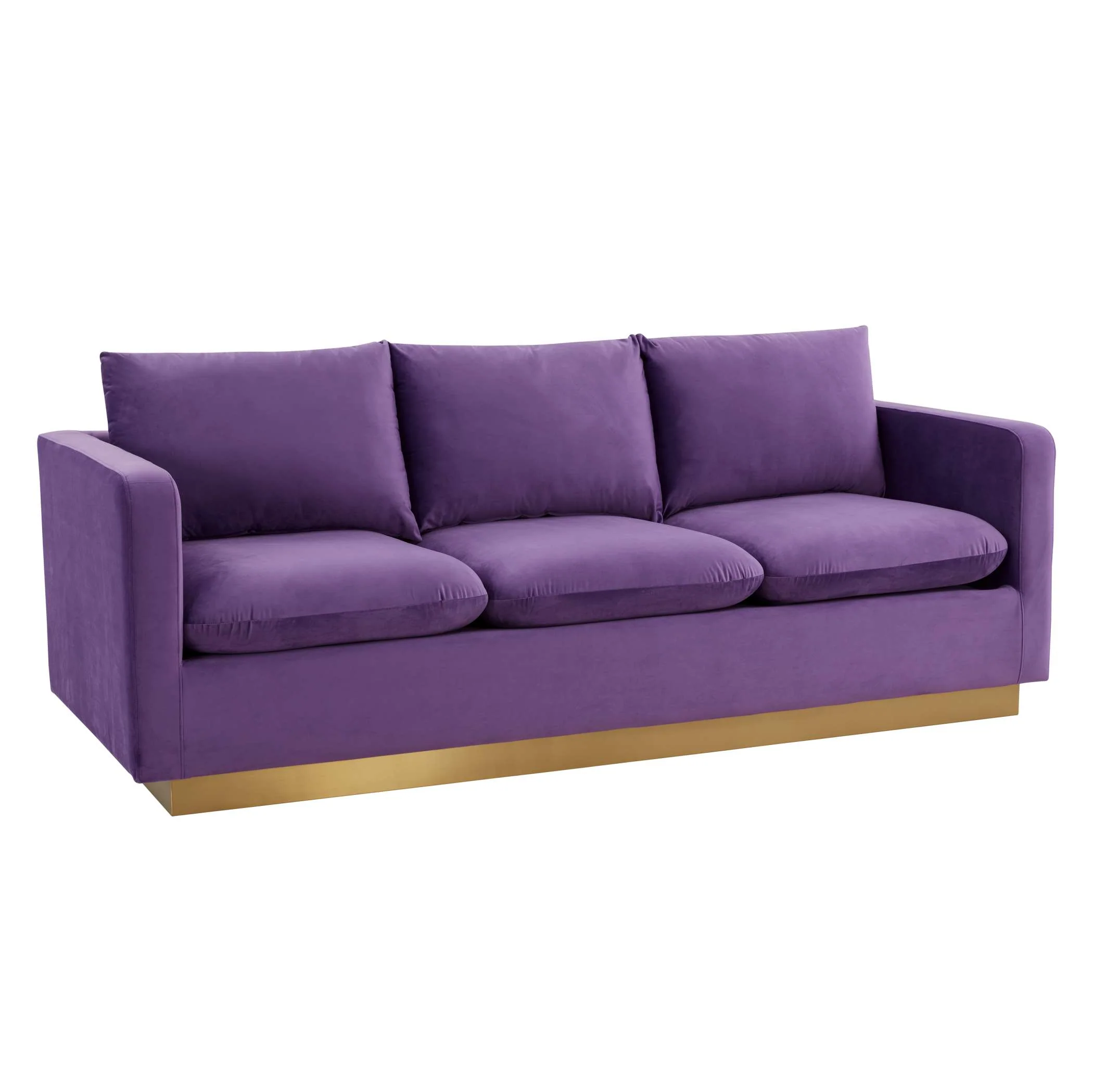 LeisureMod Nervo Modern Mid-Century Upholstered Velvet Sofa with Gold Frame - Image 41