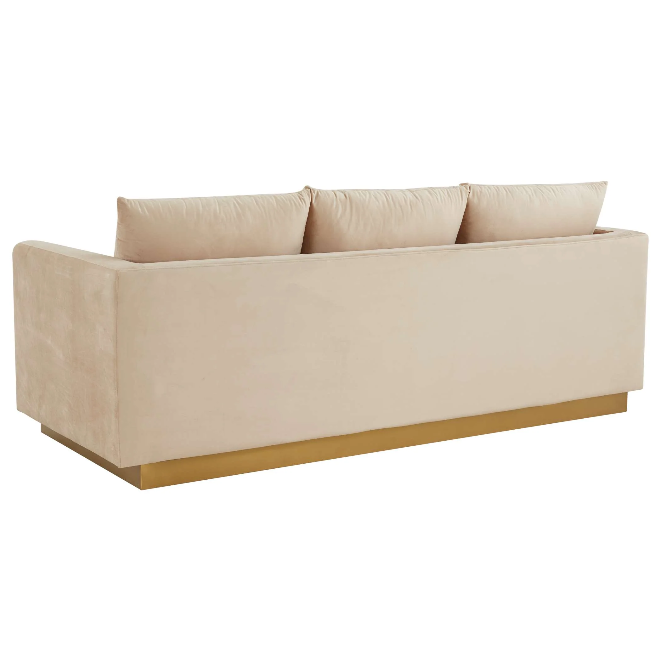 LeisureMod Nervo Modern Mid-Century Upholstered Velvet Sofa with Gold Frame - Image 5