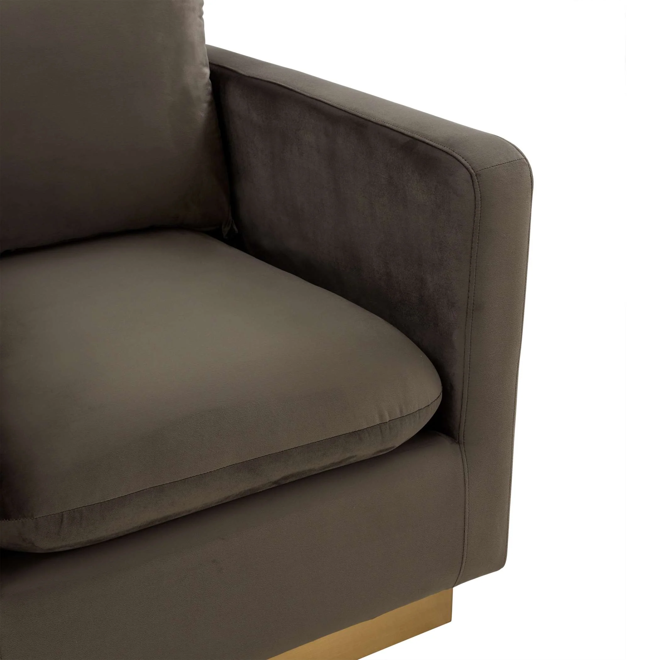 LeisureMod Nervo Velvet Accent Armchair With Gold Frame - Image 14