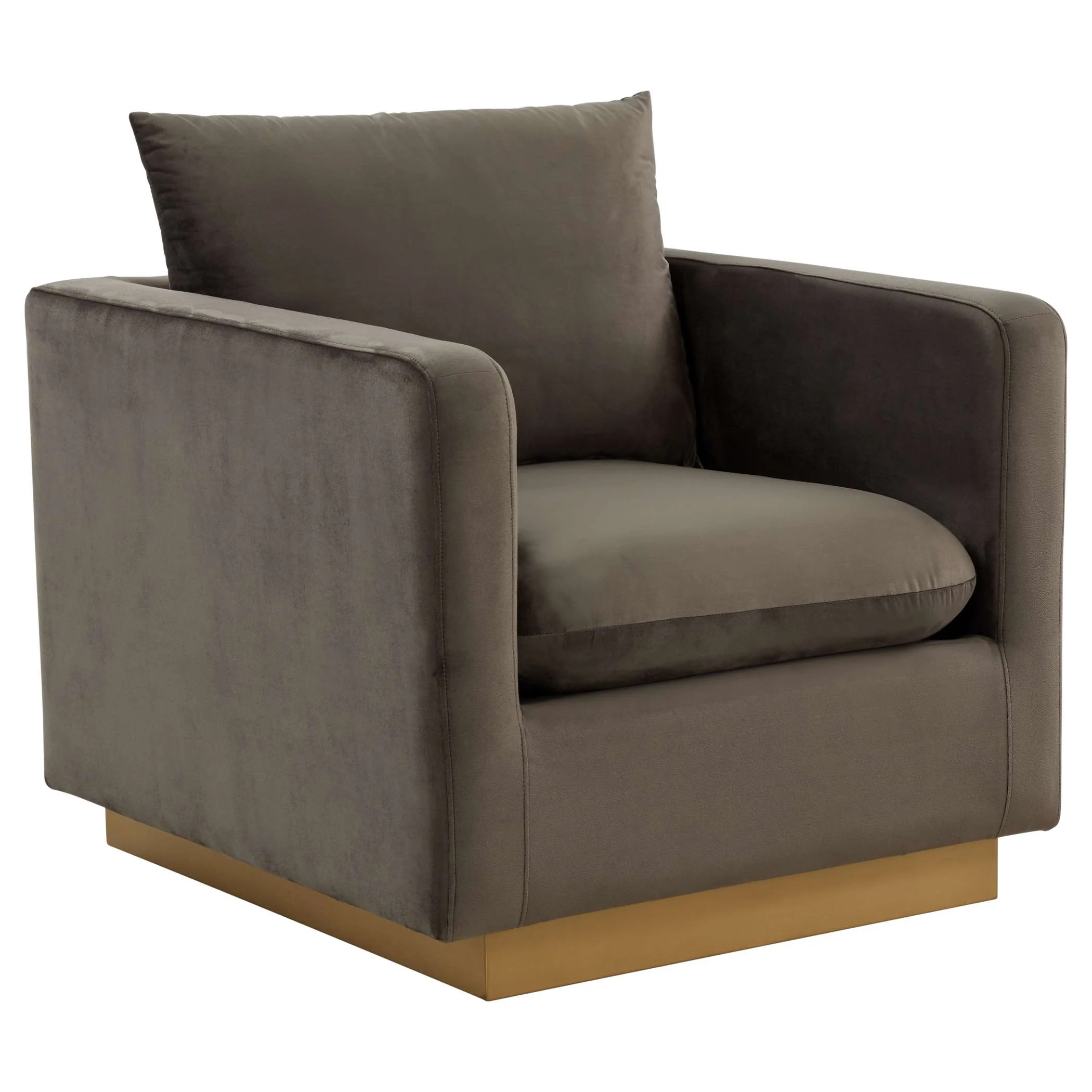 LeisureMod Nervo Velvet Accent Armchair With Gold Frame - Image 16