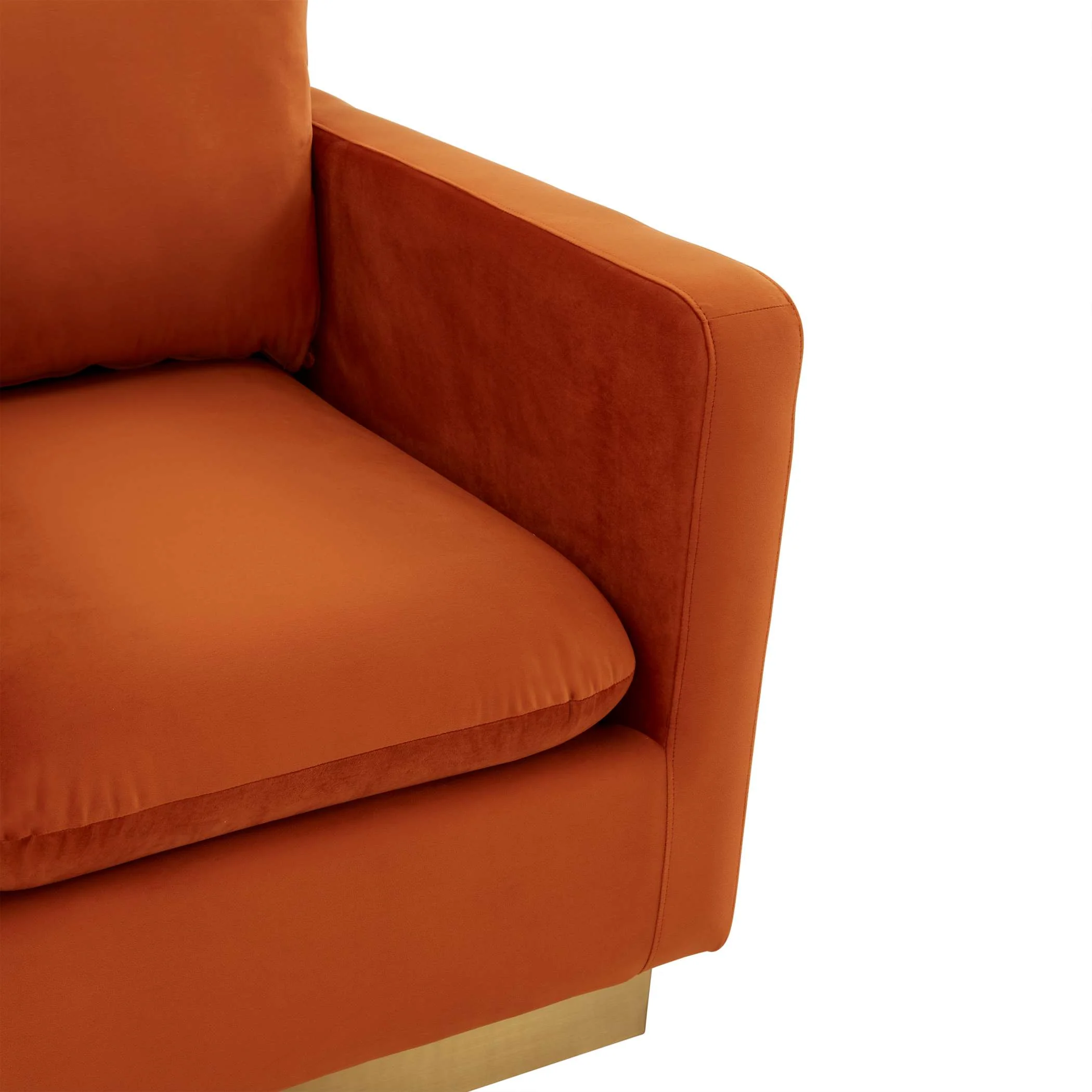 LeisureMod Nervo Velvet Accent Armchair With Gold Frame - Image 24