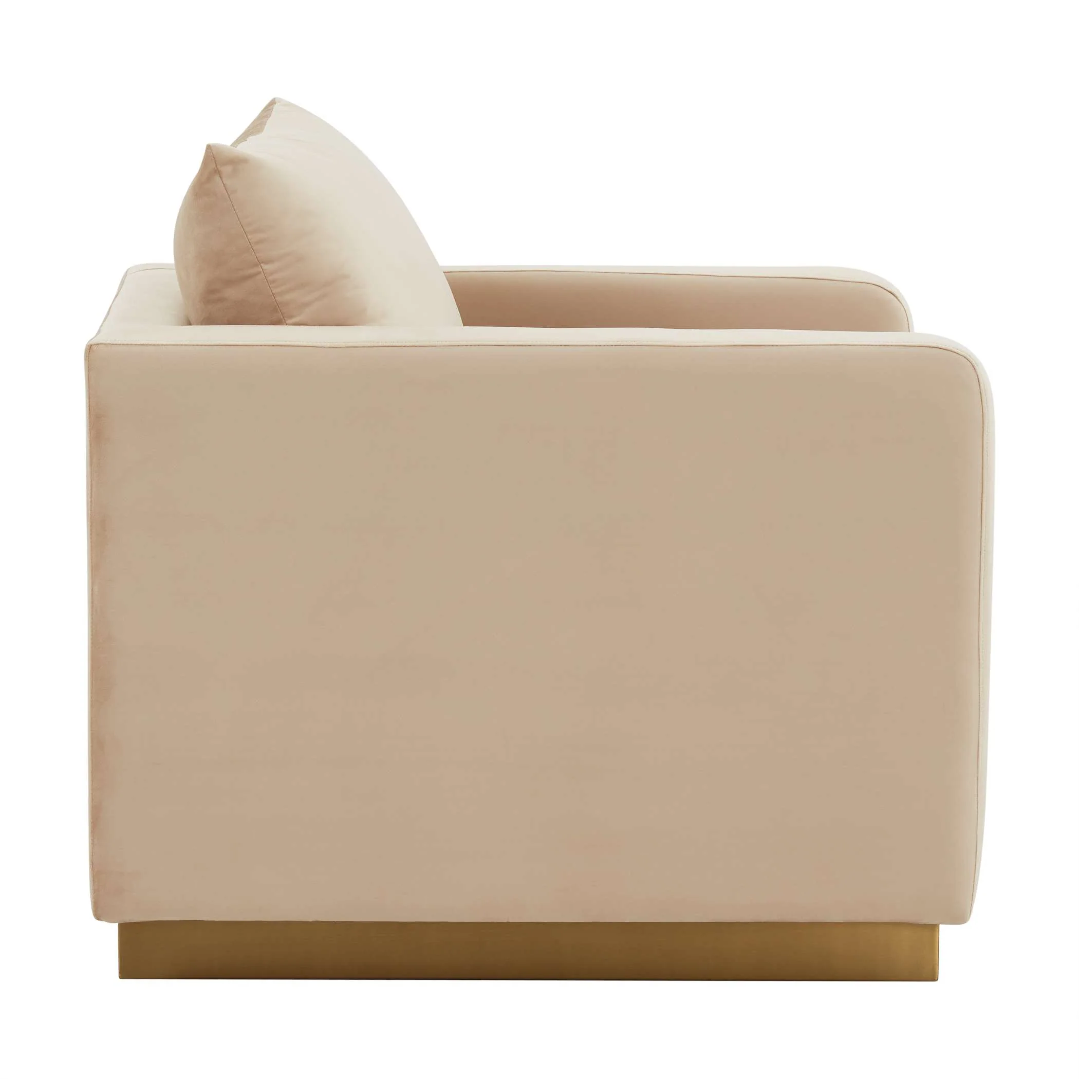 LeisureMod Nervo Velvet Accent Armchair With Gold Frame - Image 3