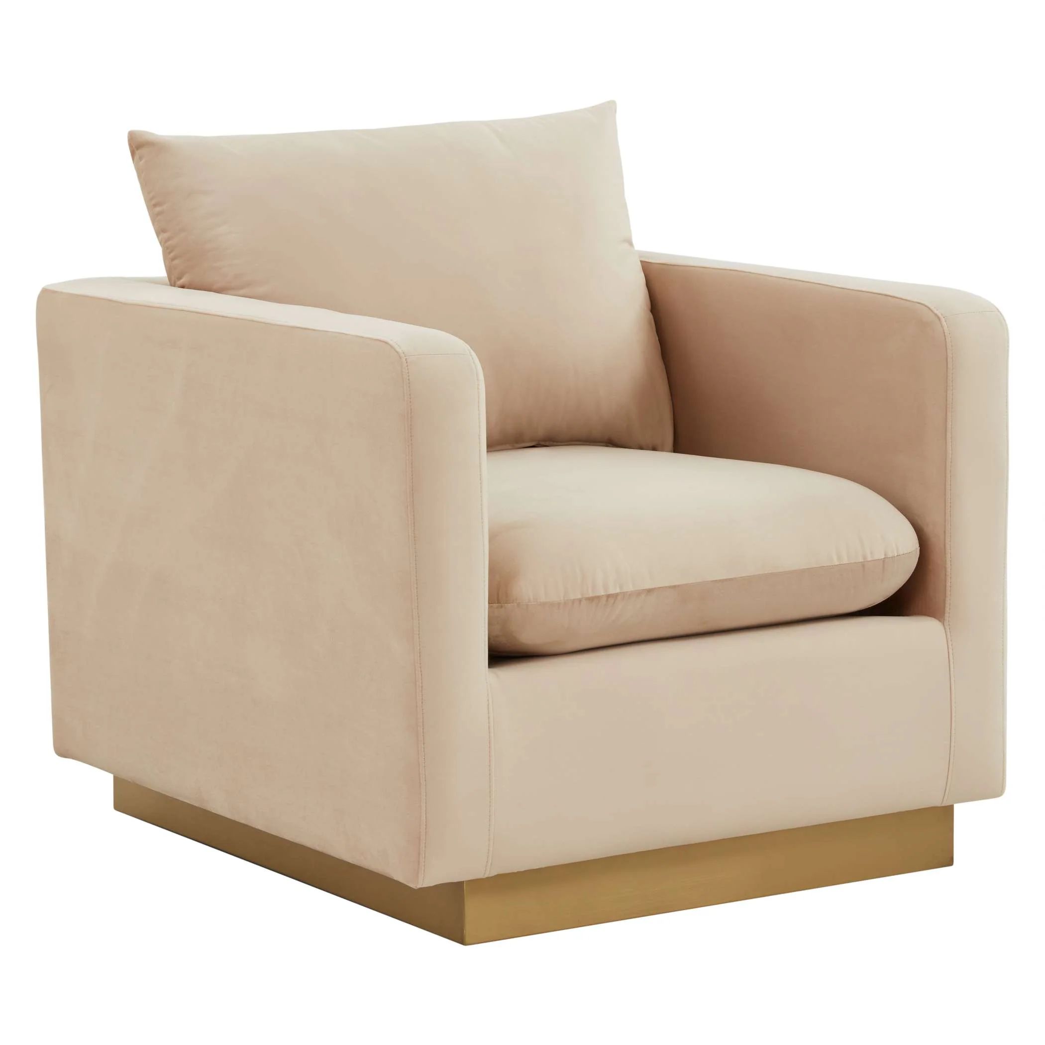 LeisureMod Nervo Velvet Accent Armchair With Gold Frame - Image 4