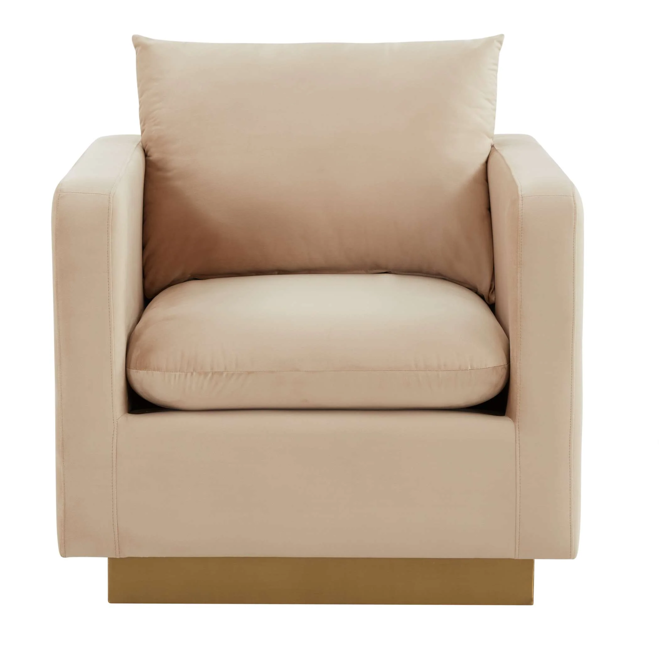 LeisureMod Nervo Velvet Accent Armchair With Gold Frame - Image 5