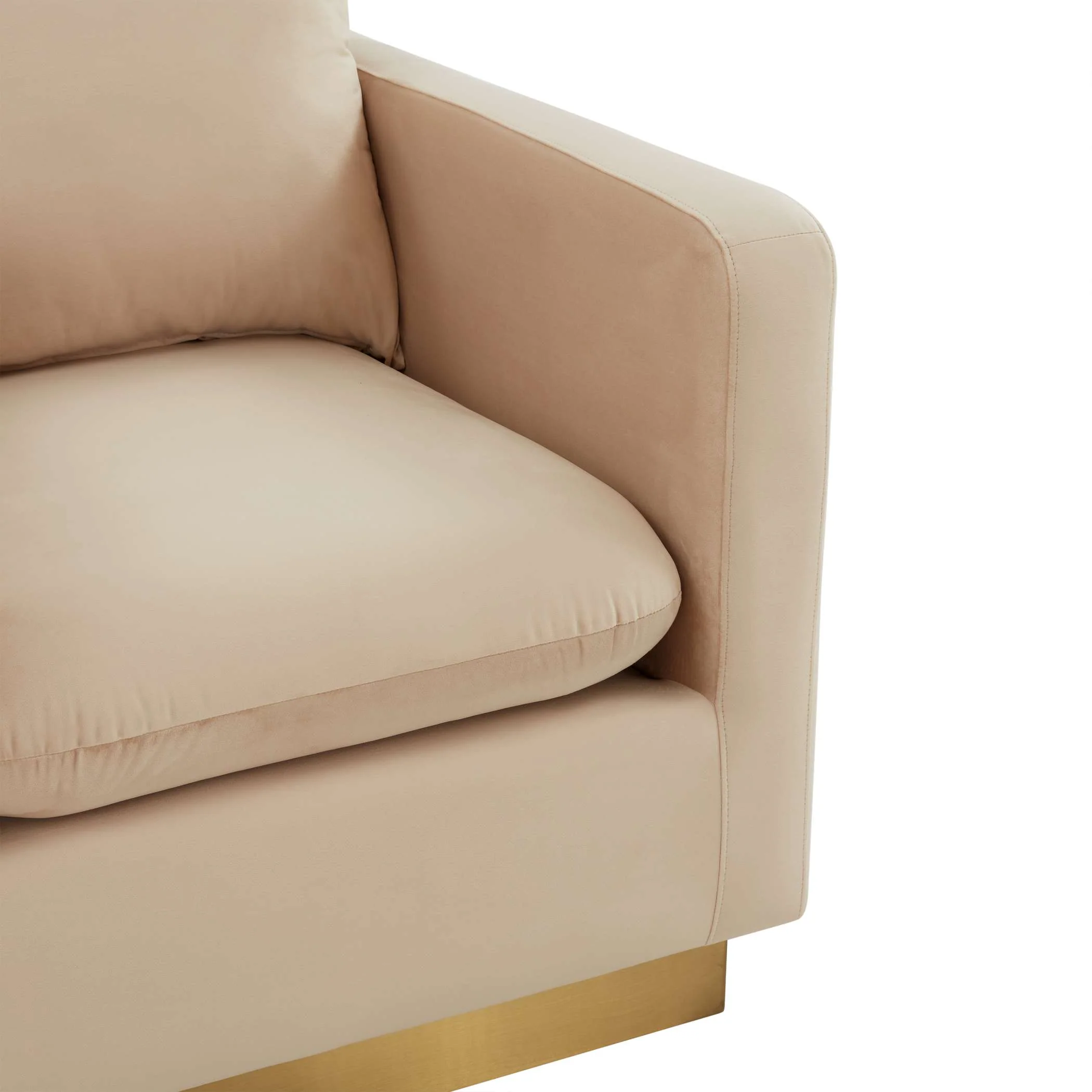 LeisureMod Nervo Velvet Accent Armchair With Gold Frame - Image 6