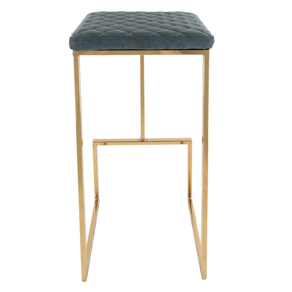 LeisureMod Quincy Quilted Stitched Leather Bar Stools With Gold Metal Frame - QSG29BU - Image 3