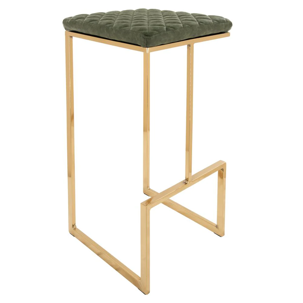LeisureMod Quincy Quilted Stitched Leather Bar Stools With Gold Metal Frame - QSG29G - Image 2
