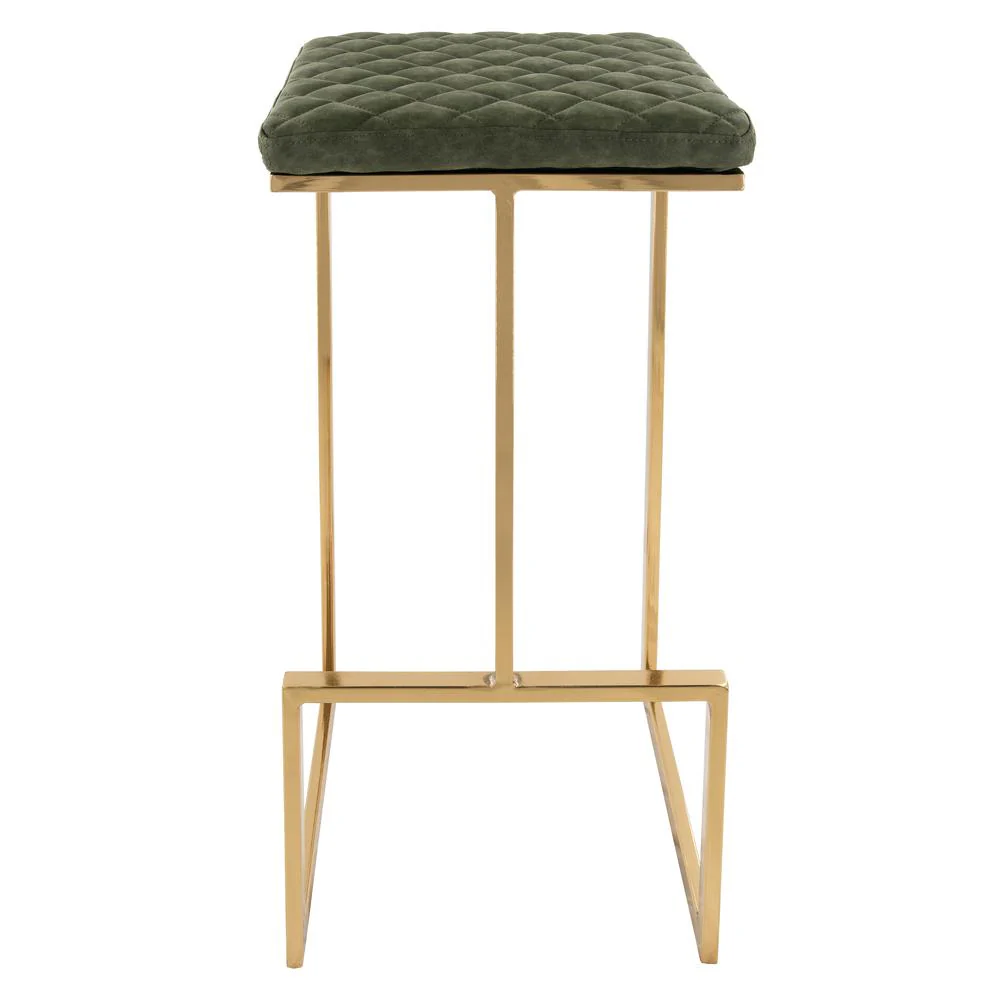 LeisureMod Quincy Quilted Stitched Leather Bar Stools With Gold Metal Frame - QSG29G - Image 4