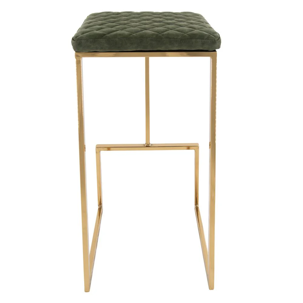 LeisureMod Quincy Quilted Stitched Leather Bar Stools With Gold Metal Frame - QSG29G - Image 5