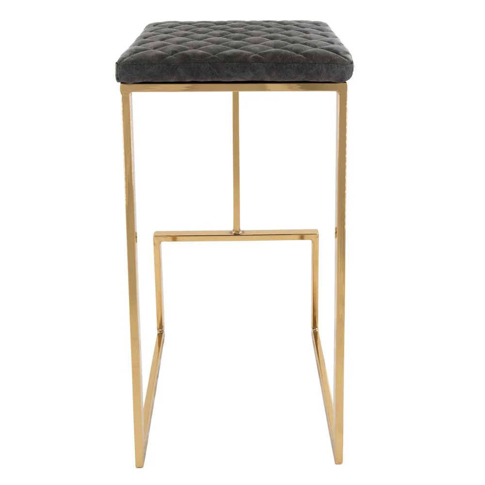 LeisureMod Quincy Quilted Stitched Leather Bar Stools With Gold Metal Frame - QSG29GR - Image 2