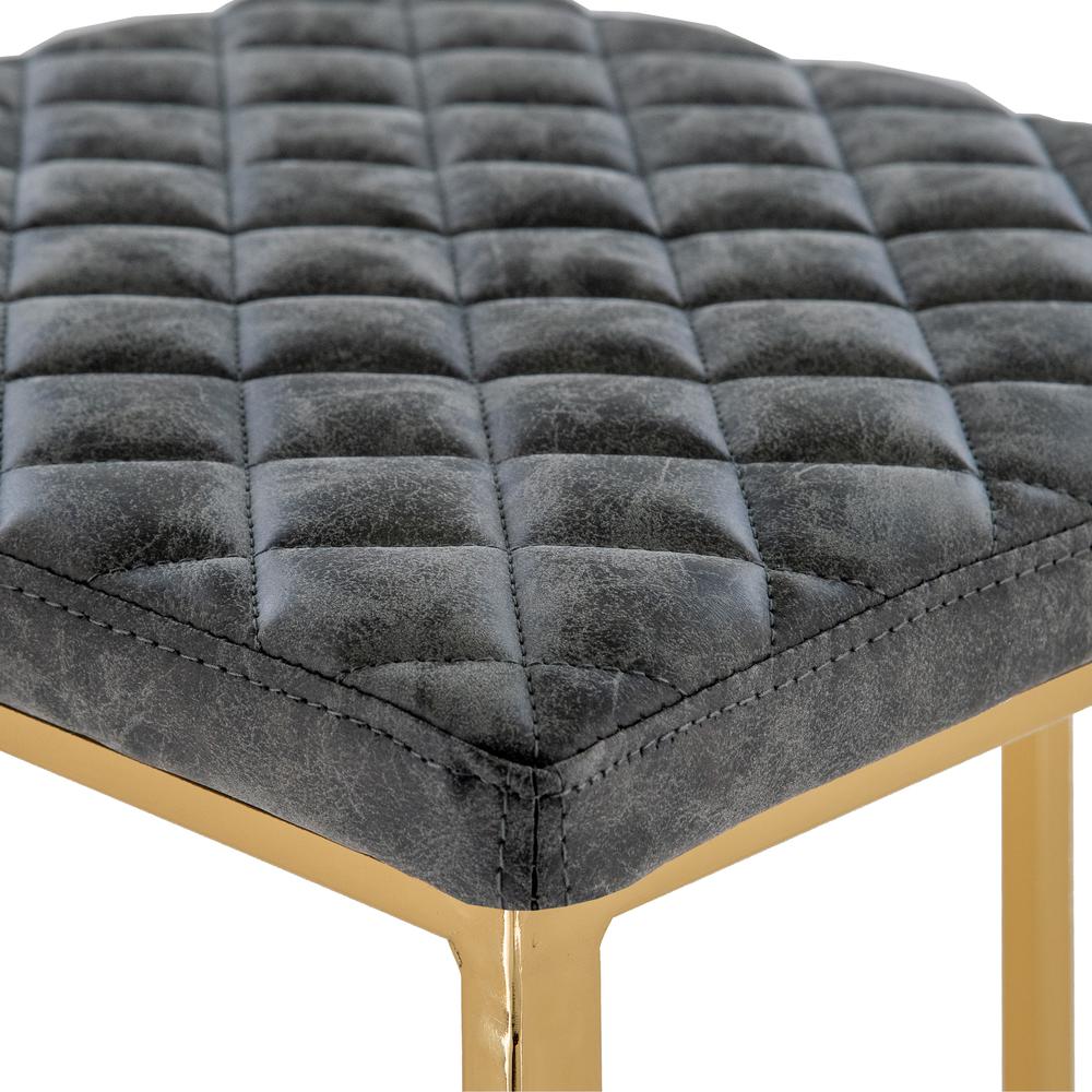 LeisureMod Quincy Quilted Stitched Leather Bar Stools With Gold Metal Frame - QSG29GR - Image 4