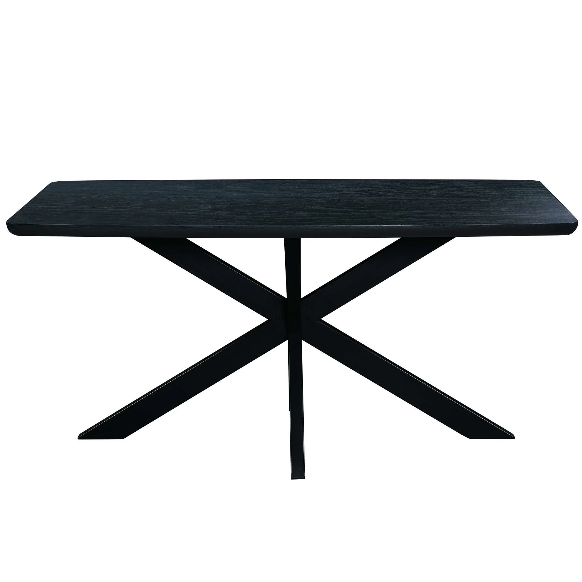 LeisureMod Ravenna 63" Rectangular Wood Dining Table With Modern Metal Base - Image 2