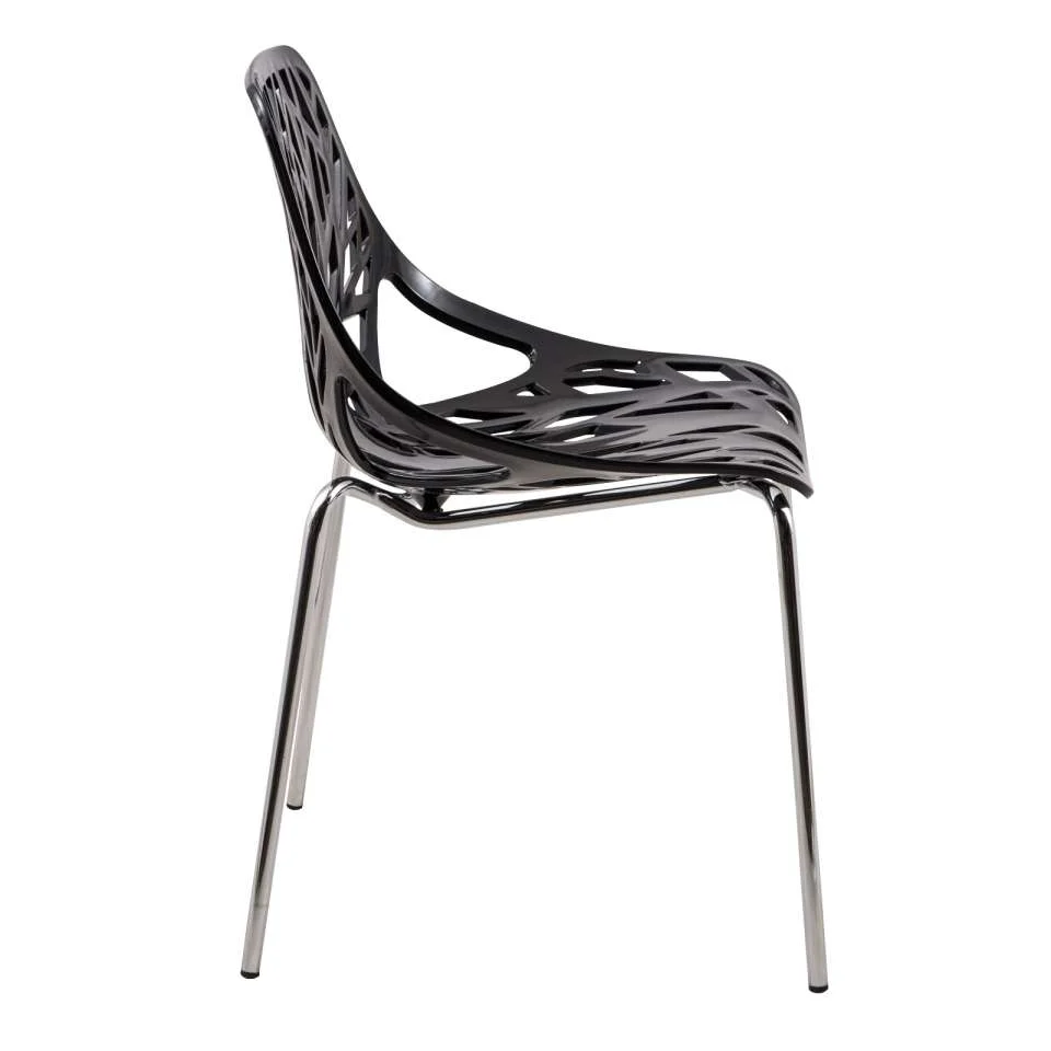 Leisuremod Ravenna Mid-Century Modern 5-Piece Metal Dining Set with 4 Stackable Plastic Chairs - Image 11