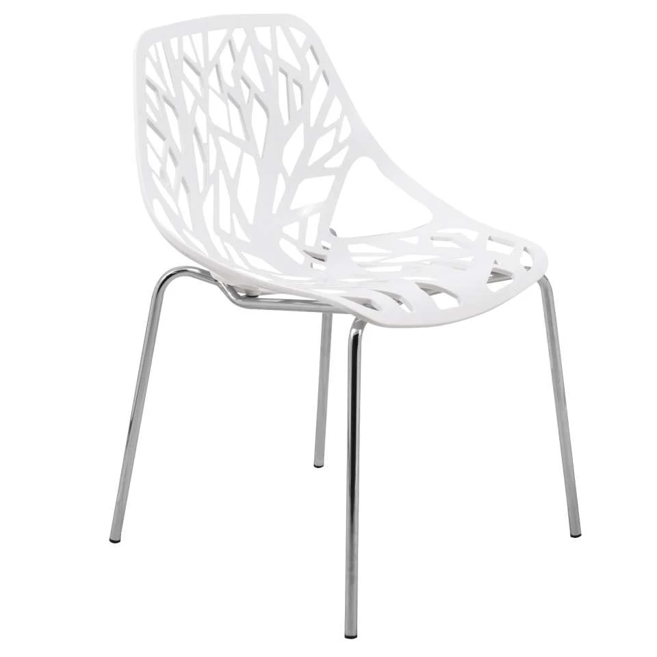 Leisuremod Ravenna Mid-Century Modern 5-Piece Metal Dining Set with 4 Stackable Plastic Chairs - Image 130