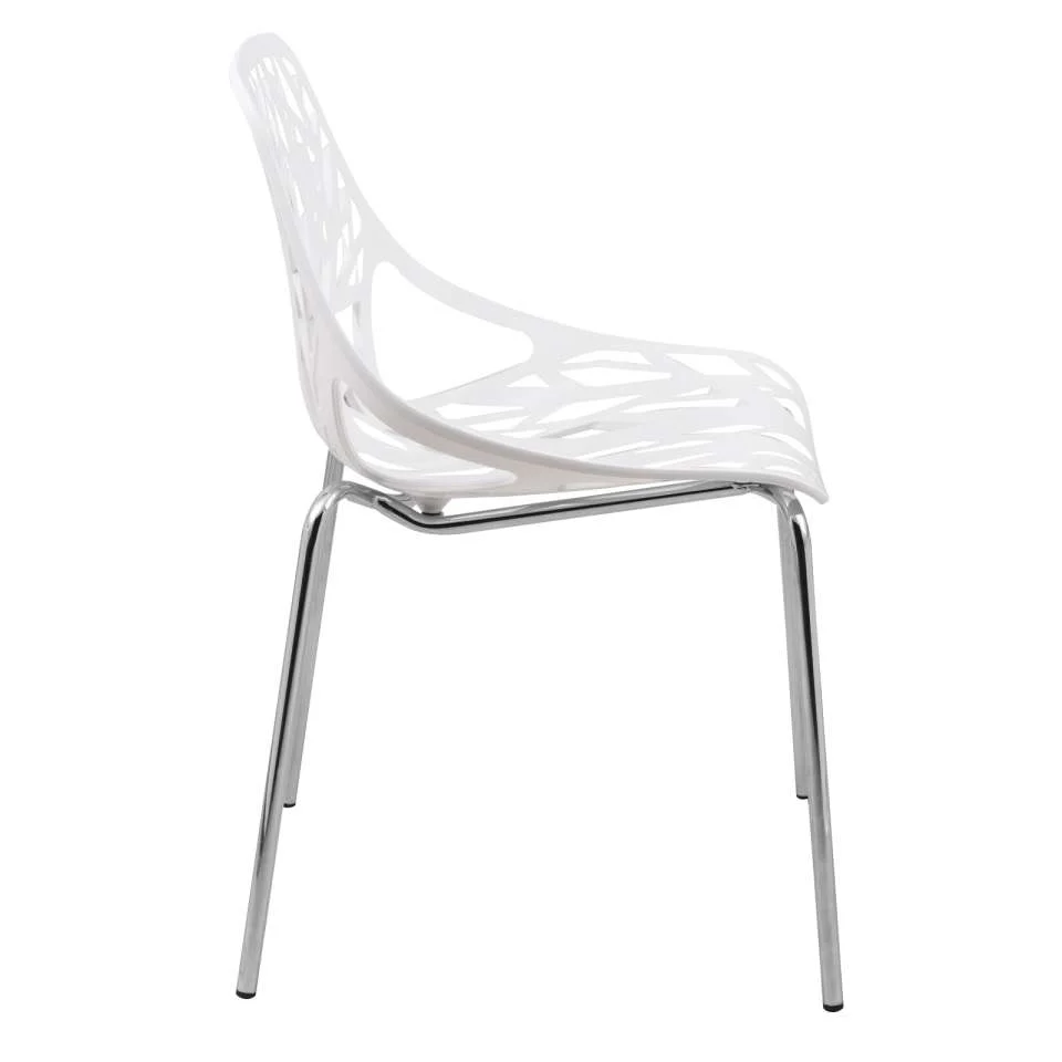 Leisuremod Ravenna Mid-Century Modern 5-Piece Metal Dining Set with 4 Stackable Plastic Chairs - Image 132