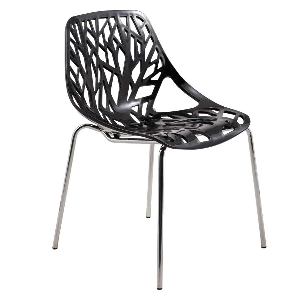 Leisuremod Ravenna Mid-Century Modern 5-Piece Metal Dining Set with 4 Stackable Plastic Chairs - Image 9