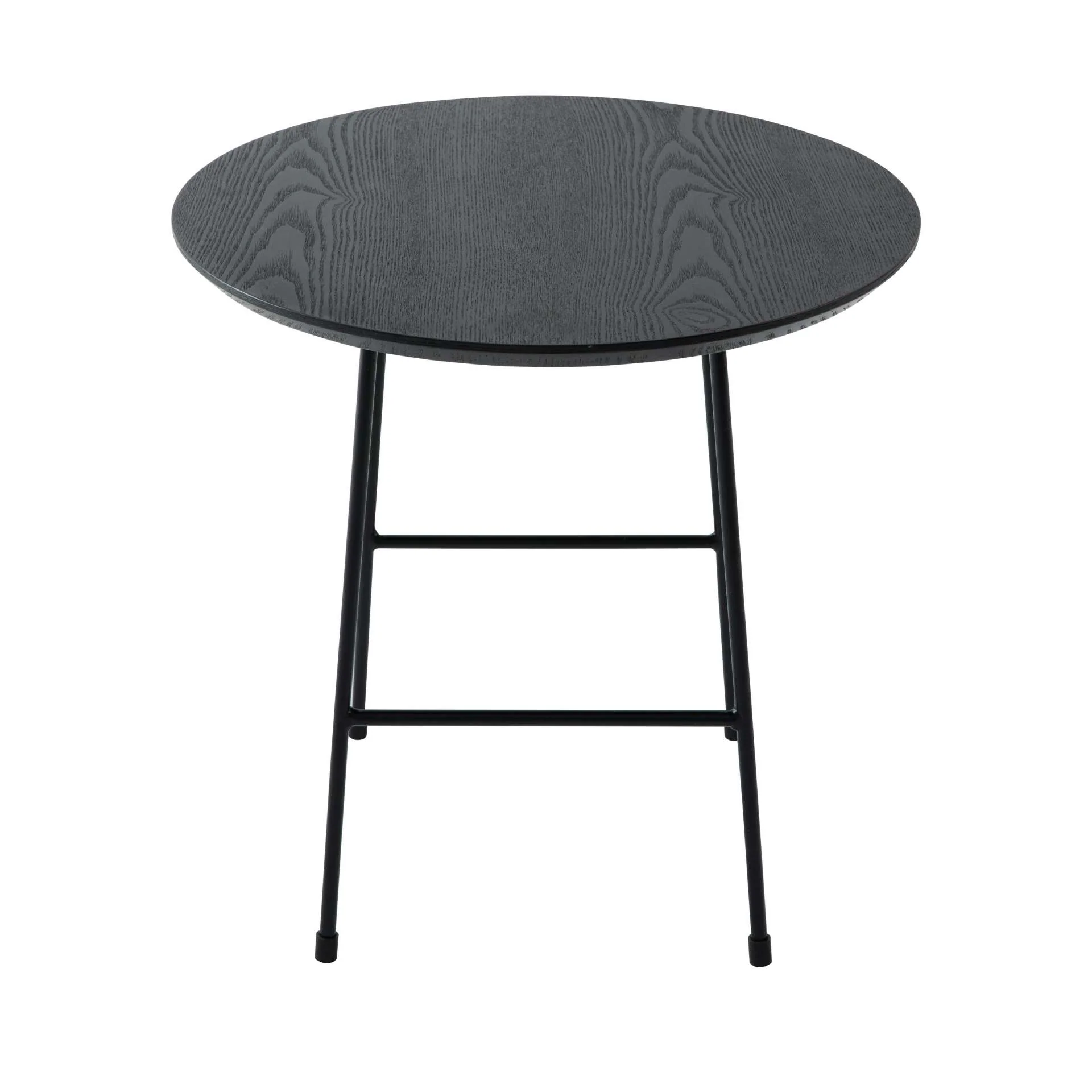 LeisureMod Rossmore Mid Century Modern Round Side Table With Black Steel Frame - Image 12