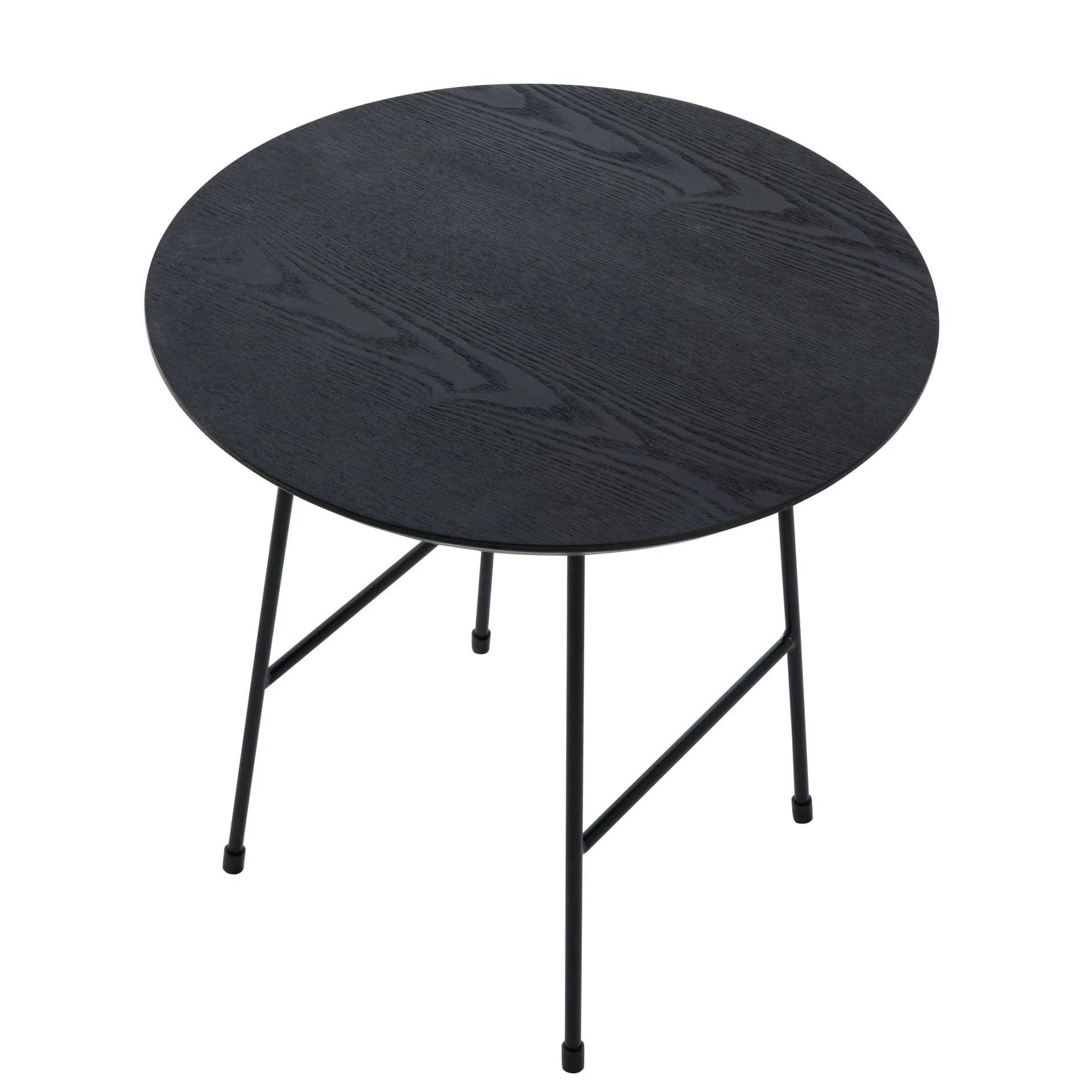 LeisureMod Rossmore Mid Century Modern Round Side Table With Black Steel Frame - Image 14