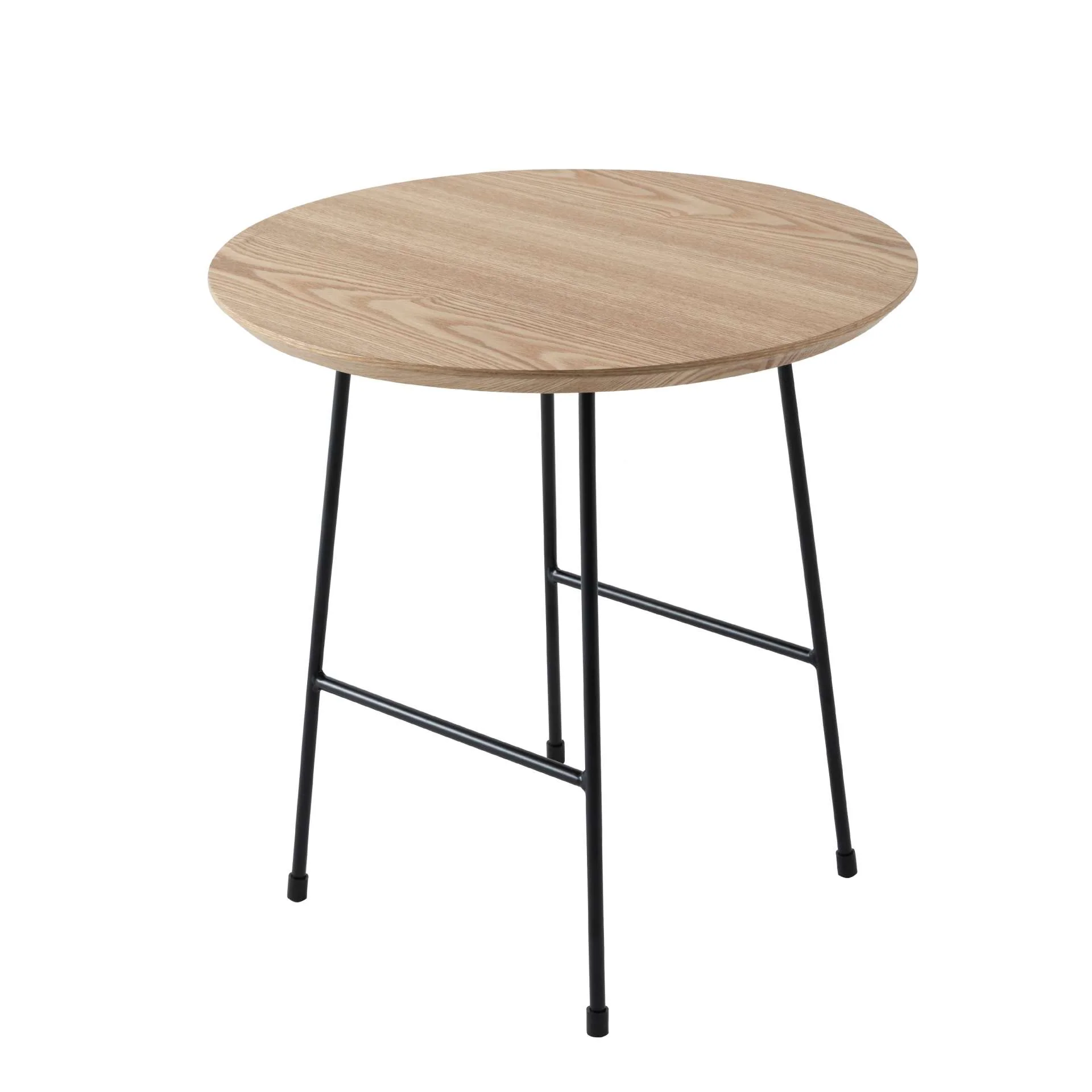 LeisureMod Rossmore Mid Century Modern Round Side Table With Black Steel Frame - Image 3