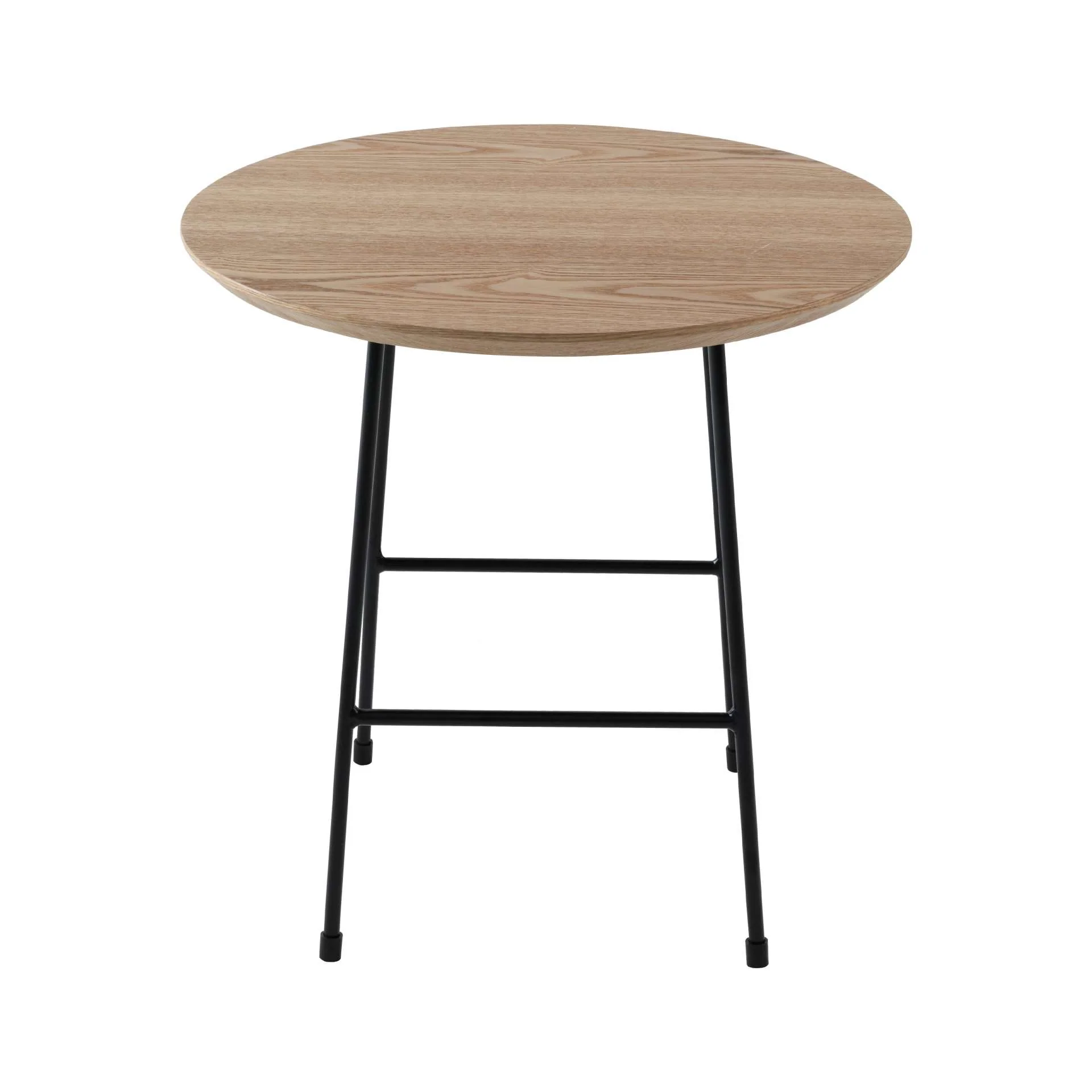LeisureMod Rossmore Mid Century Modern Round Side Table With Black Steel Frame - Image 4