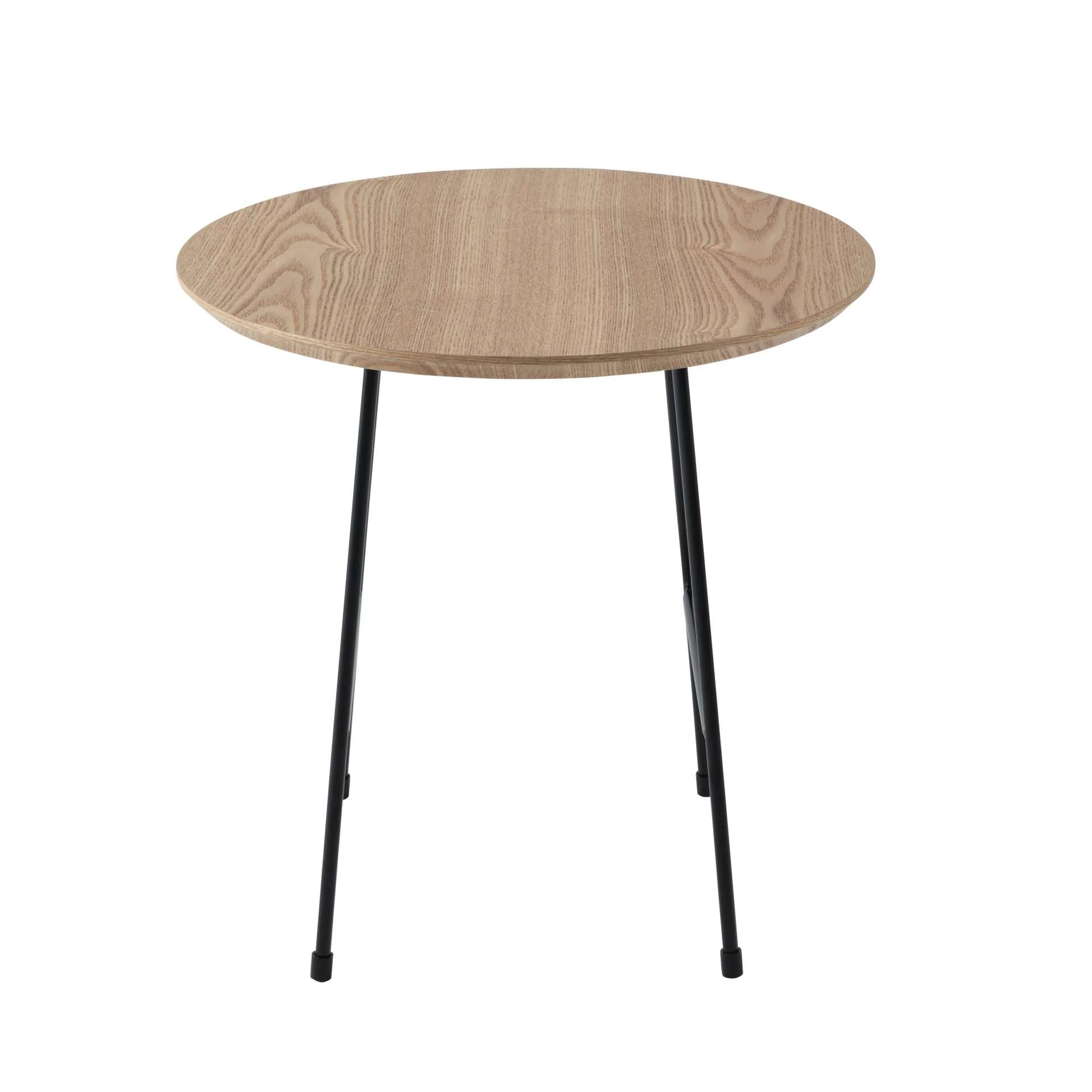 LeisureMod Rossmore Mid Century Modern Round Side Table With Black Steel Frame - Image 5