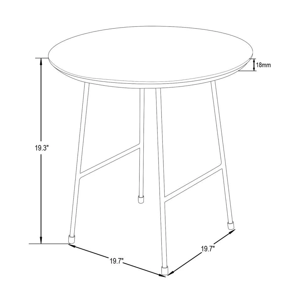 LeisureMod Rossmore Mid Century Modern Round Side Table With Black Steel Frame - Image 9