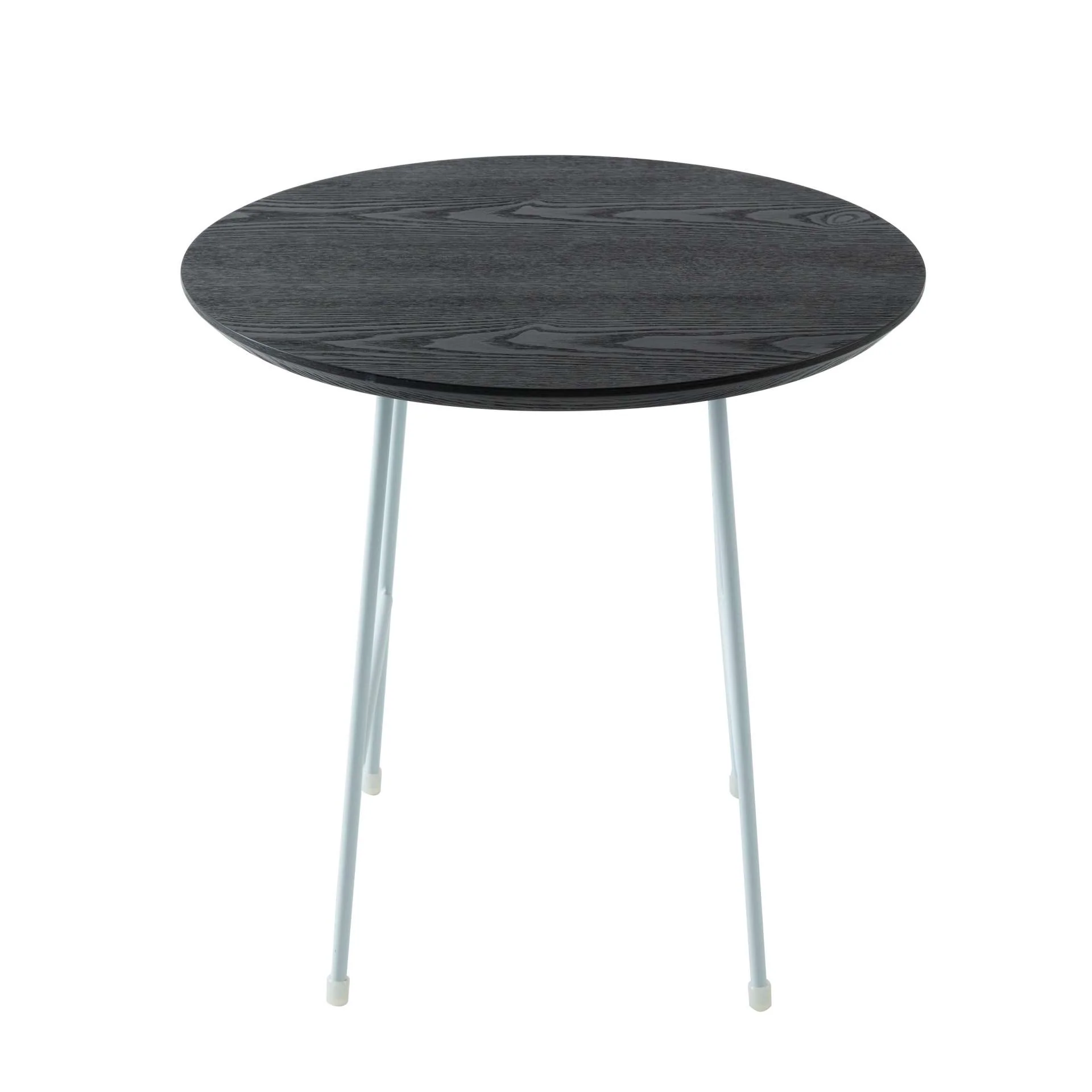 LeisureMod Rossmore Mid Century Modern Round Side Table With White Steel Frame - Image 11
