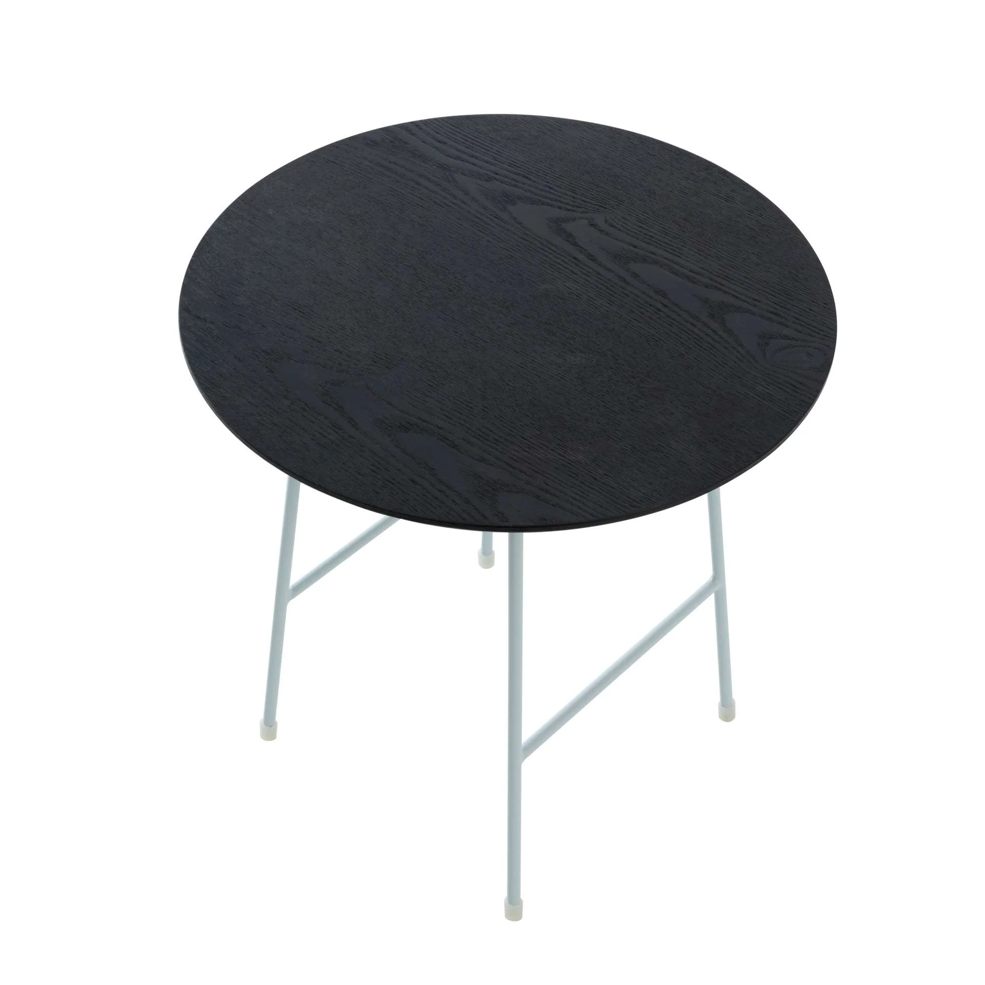 LeisureMod Rossmore Mid Century Modern Round Side Table With White Steel Frame - Image 12