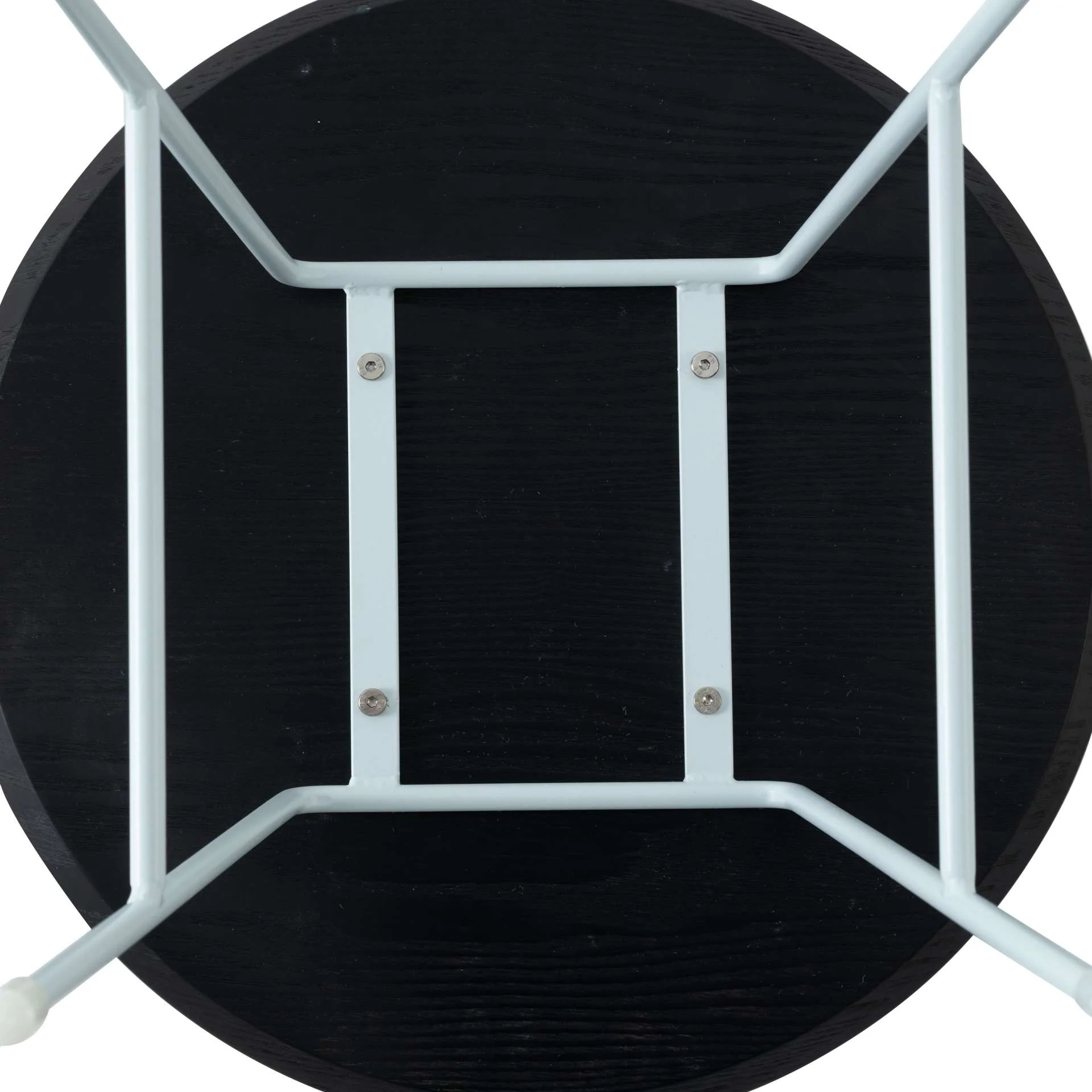 LeisureMod Rossmore Mid Century Modern Round Side Table With White Steel Frame - Image 14