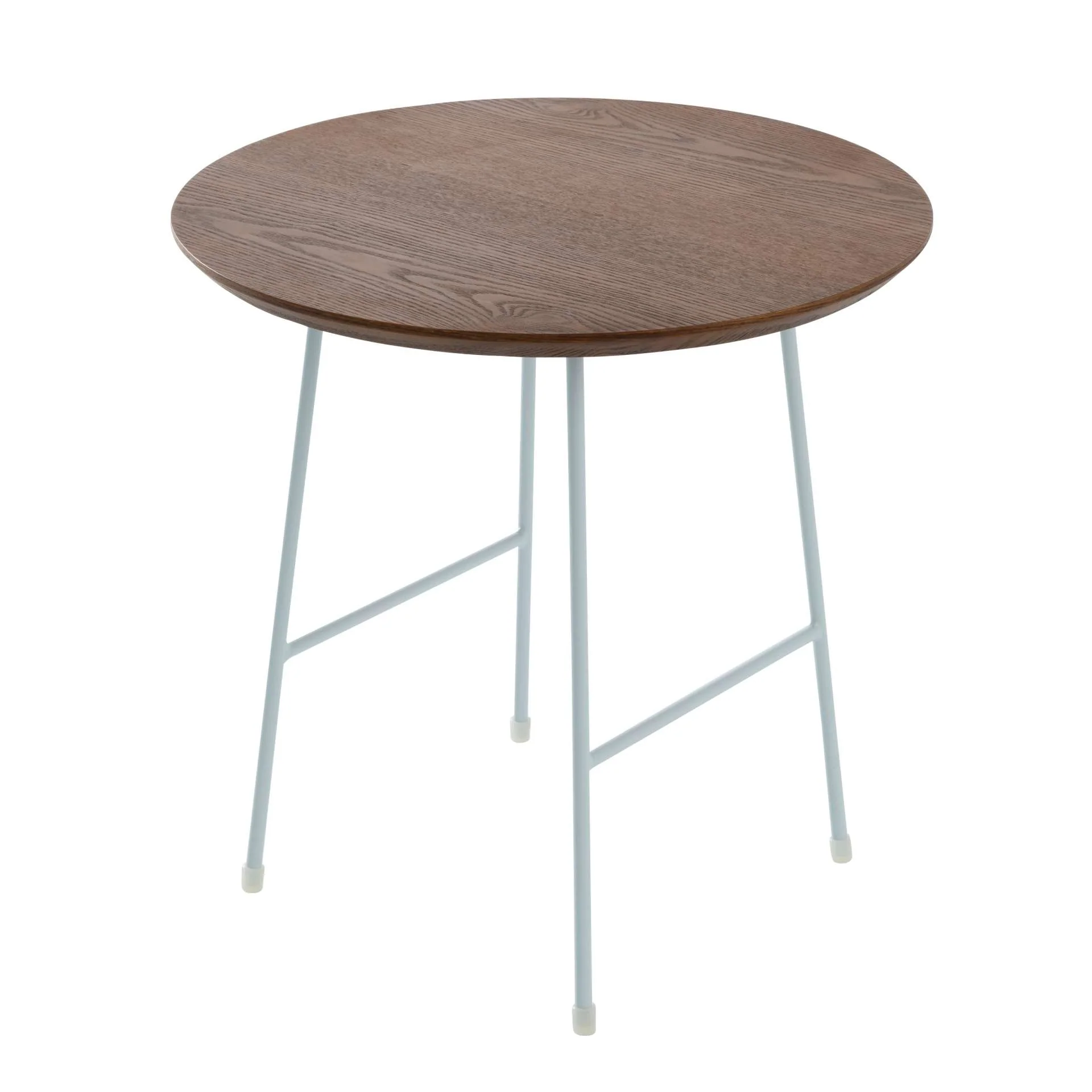 LeisureMod Rossmore Mid Century Modern Round Side Table With White Steel Frame - Image 17