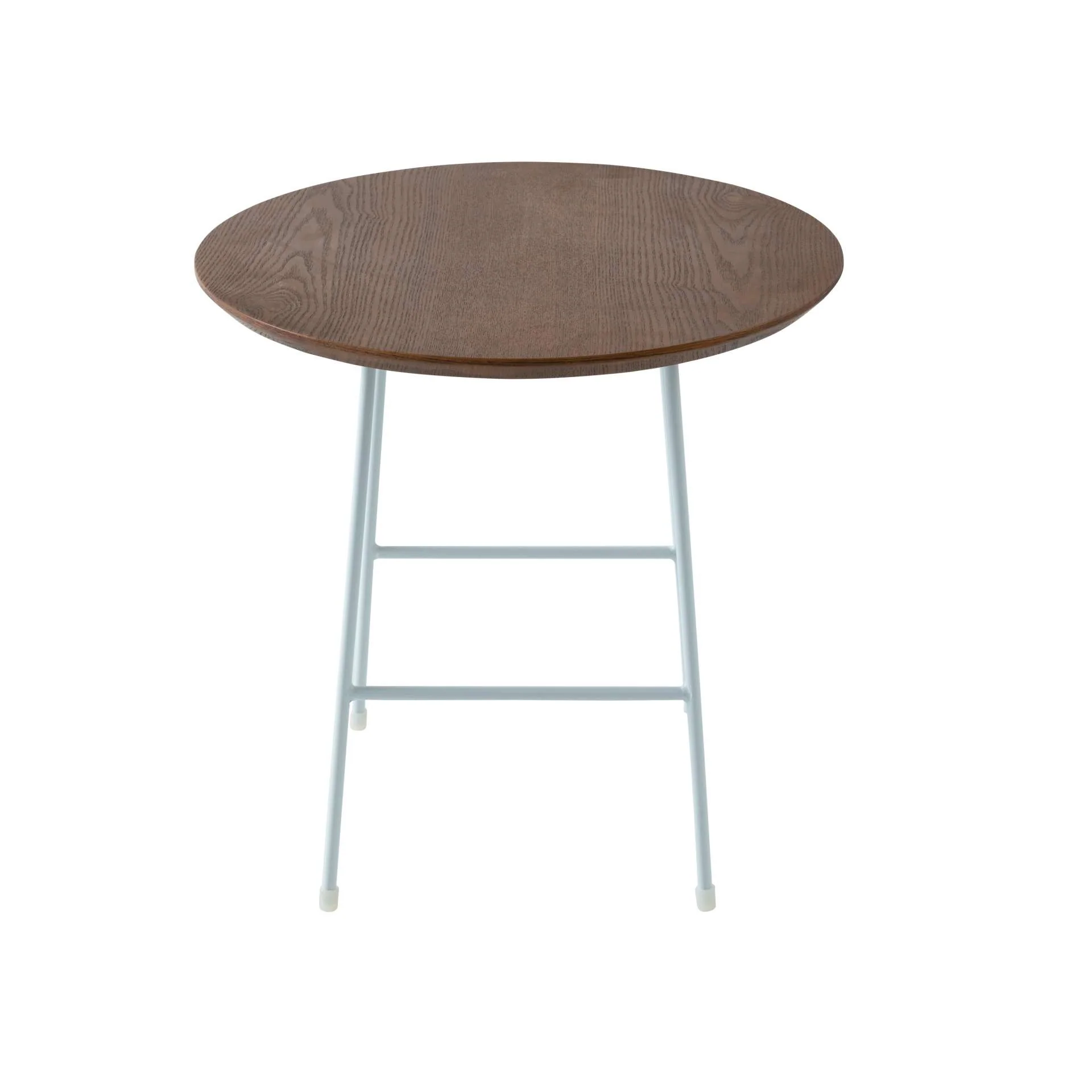 LeisureMod Rossmore Mid Century Modern Round Side Table With White Steel Frame - Image 18
