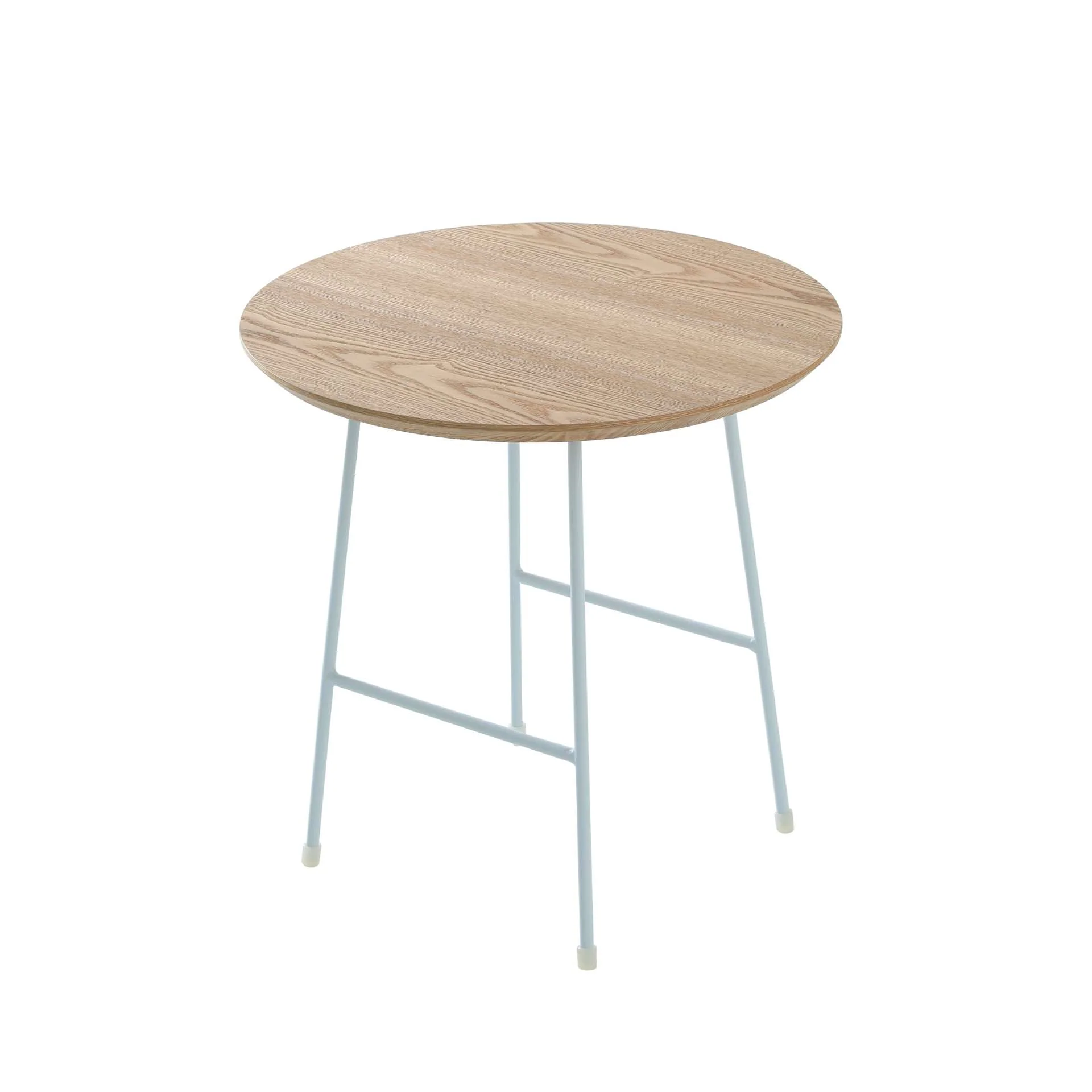 LeisureMod Rossmore Mid Century Modern Round Side Table With White Steel Frame - Image 2