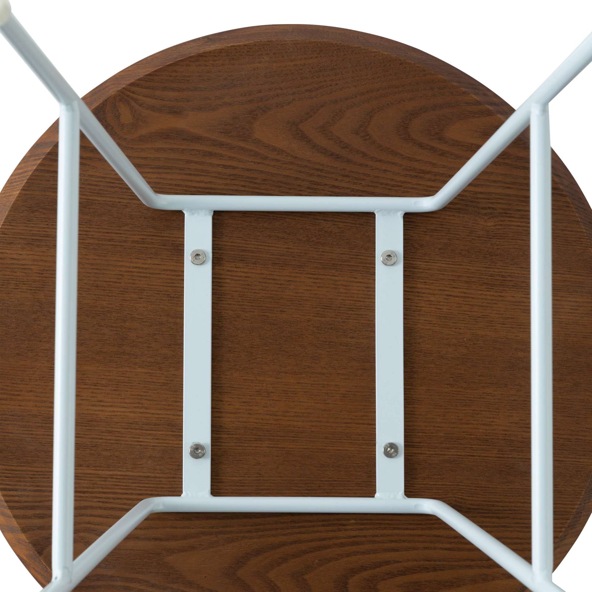 LeisureMod Rossmore Mid Century Modern Round Side Table With White Steel Frame - Image 20