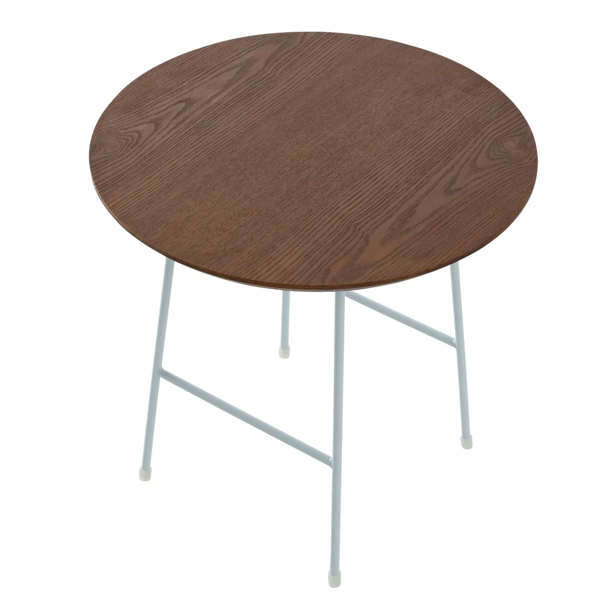 LeisureMod Rossmore Mid Century Modern Round Side Table With White Steel Frame - Image 21