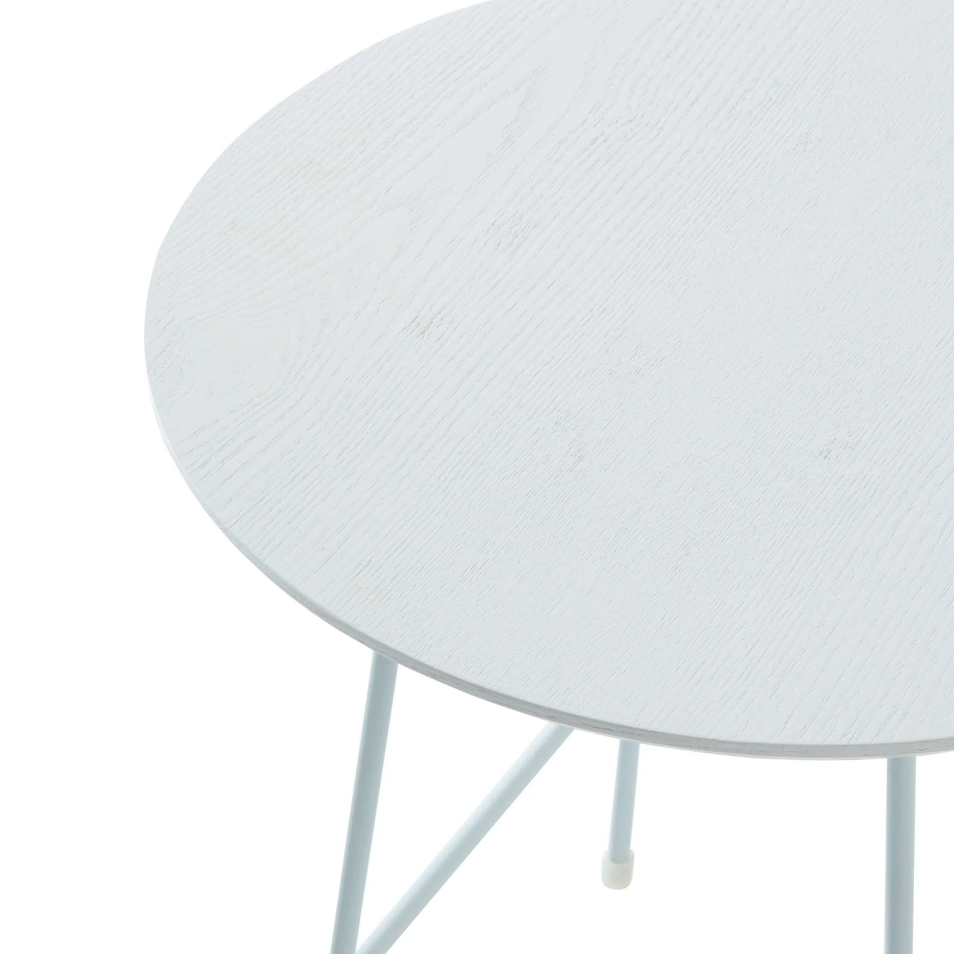 LeisureMod Rossmore Mid Century Modern Round Side Table With White Steel Frame - Image 23
