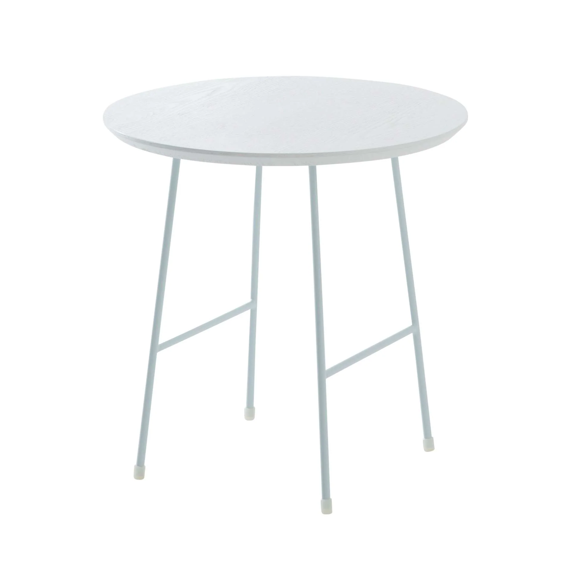 LeisureMod Rossmore Mid Century Modern Round Side Table With White Steel Frame - Image 25