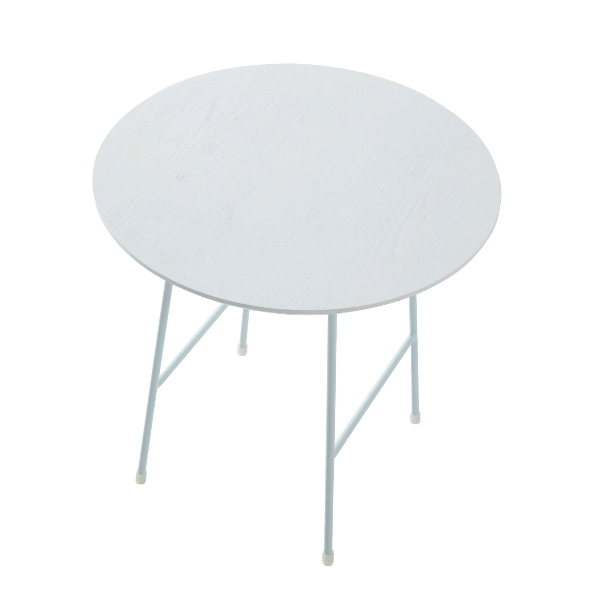 LeisureMod Rossmore Mid Century Modern Round Side Table With White Steel Frame - Image 28