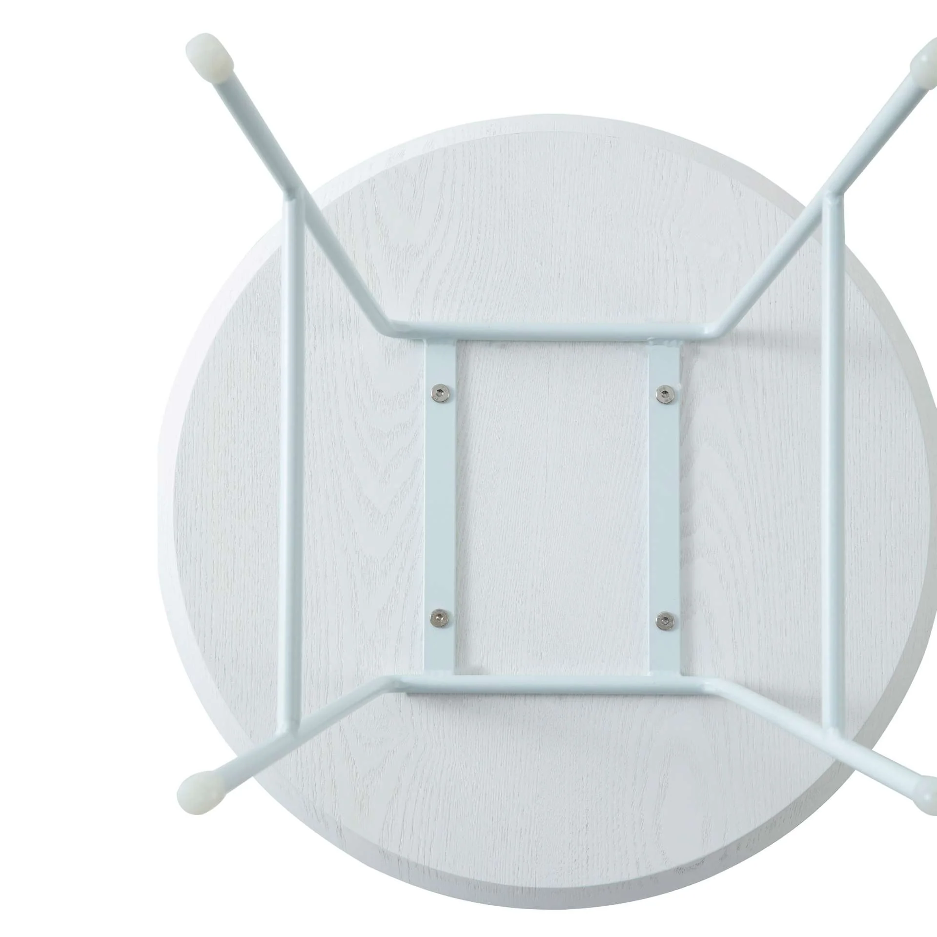 LeisureMod Rossmore Mid Century Modern Round Side Table With White Steel Frame - Image 29