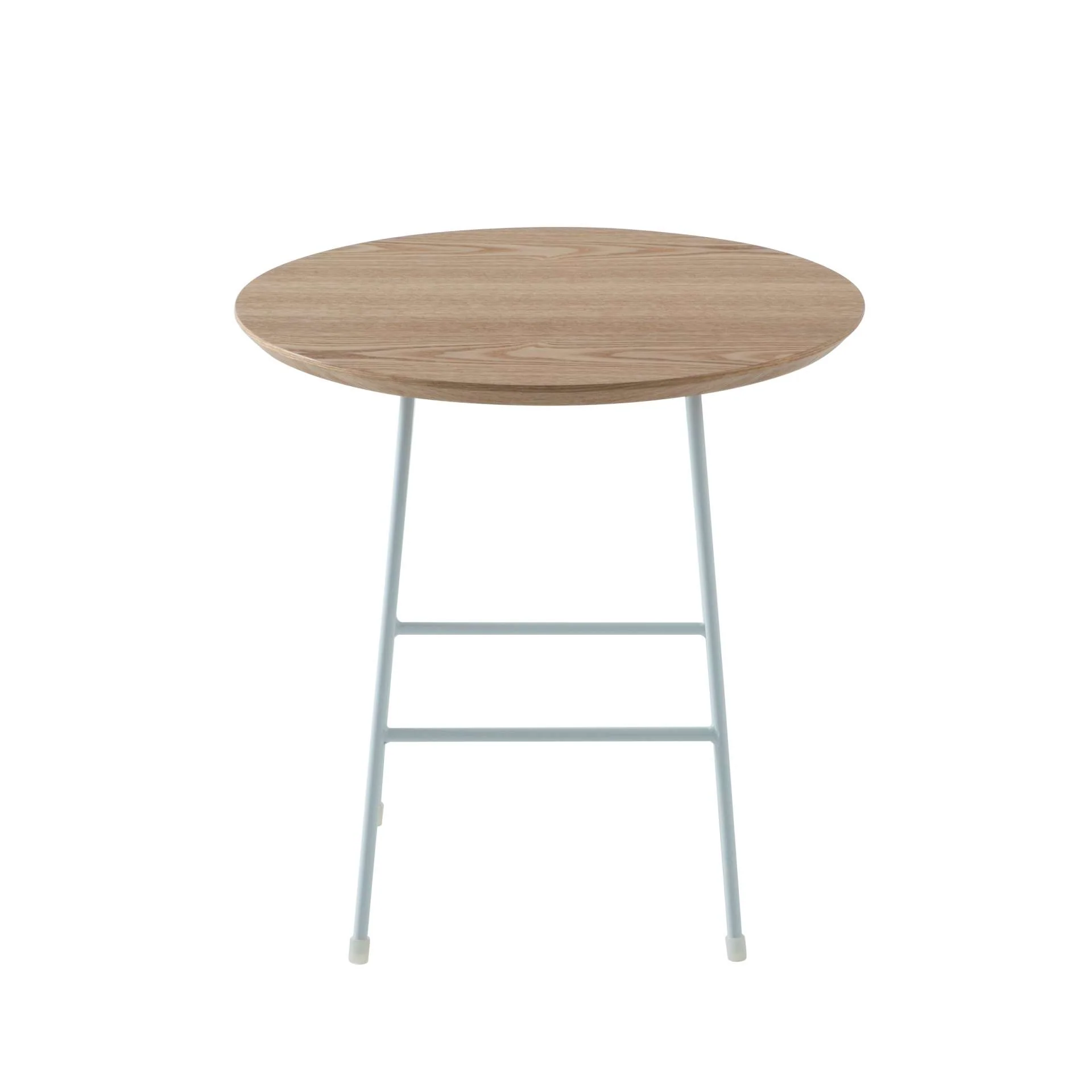 LeisureMod Rossmore Mid Century Modern Round Side Table With White Steel Frame - Image 3