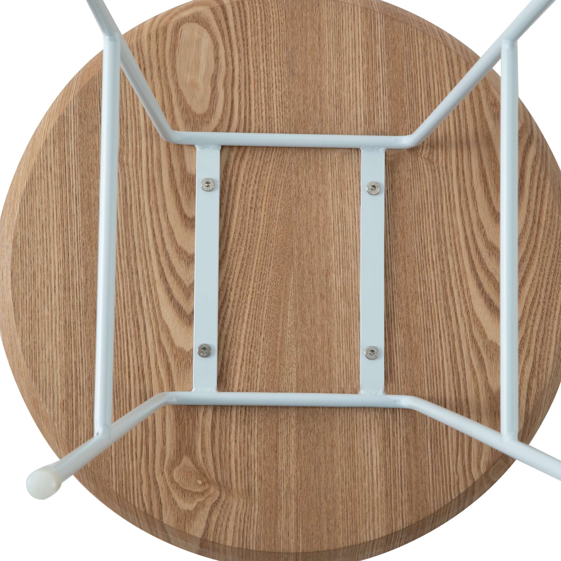LeisureMod Rossmore Mid Century Modern Round Side Table With White Steel Frame - Image 5